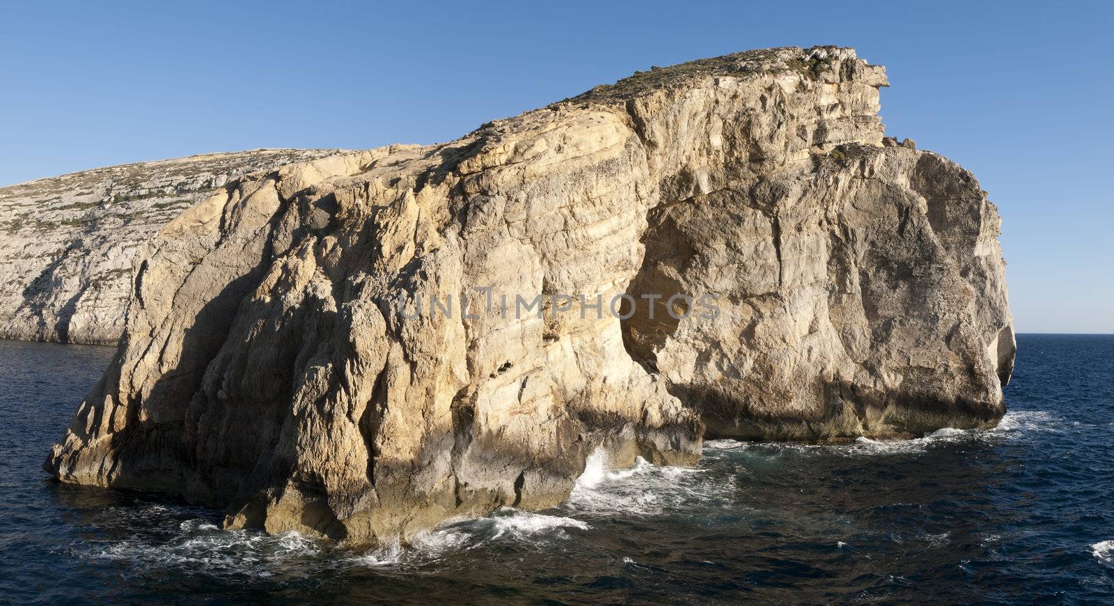 Fungus Rock at Dwejra in Gozo is home to an endemic fungus like plant said to have medicinal qualities