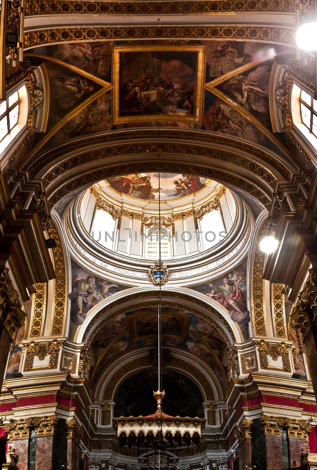 The majestic and beautiful interior of the Cathedral of St. Paul in Mdina in Malta
