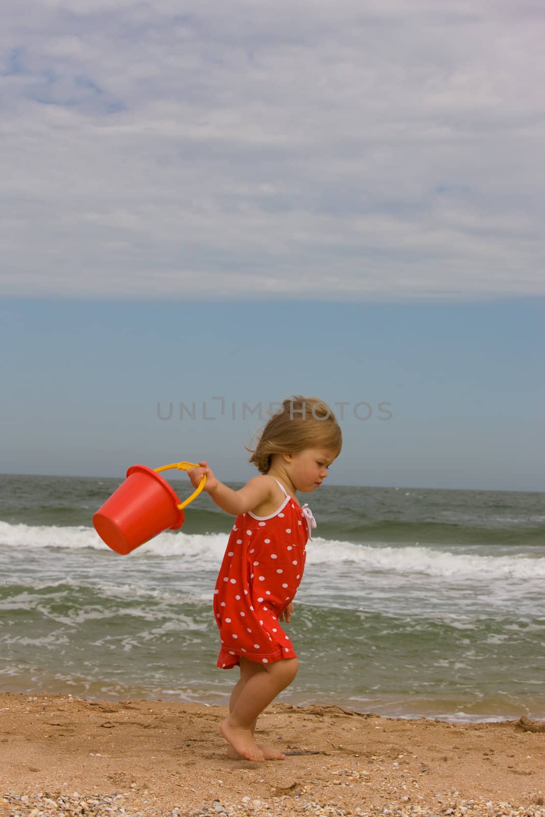 people series: little girl are play with bucket