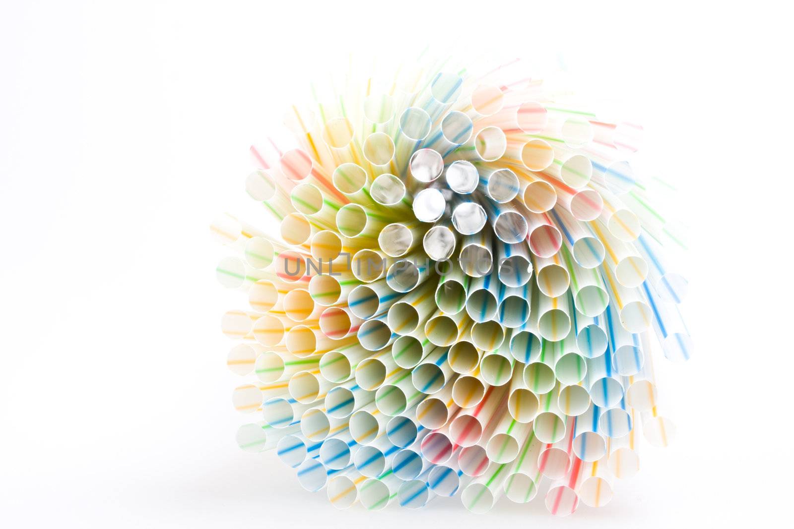 closeup of colorful drinking straws