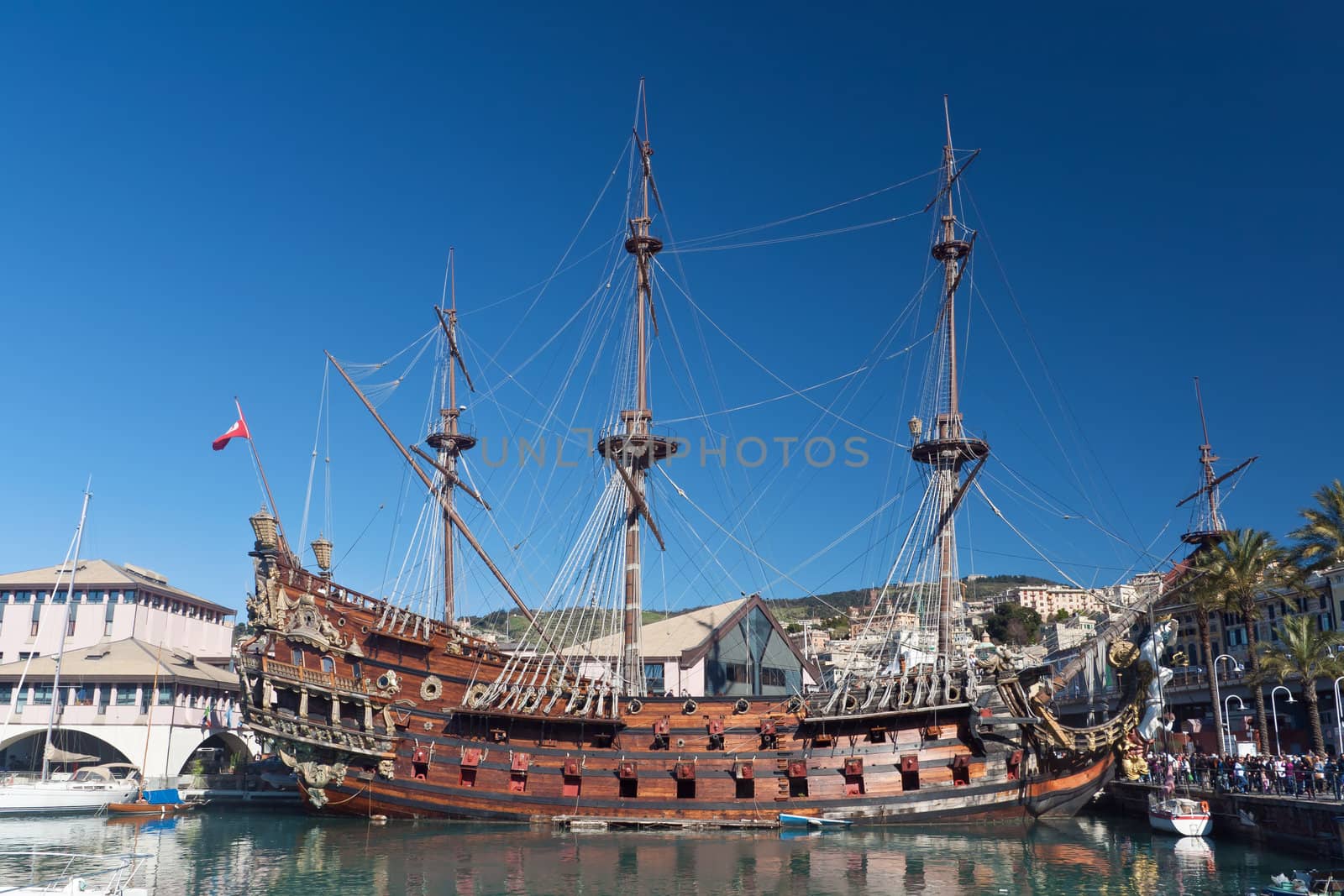 old Spanish galleon in Genova harbor