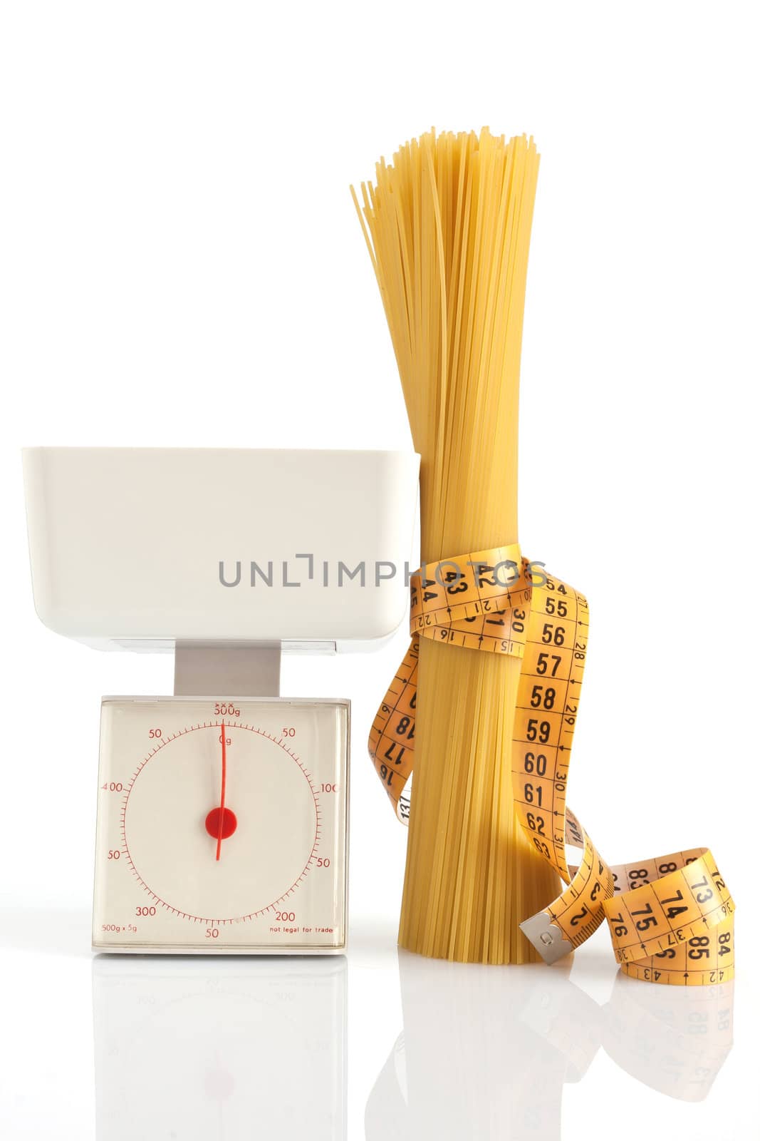spaghetti scale and meter isolated on white background with clipping path