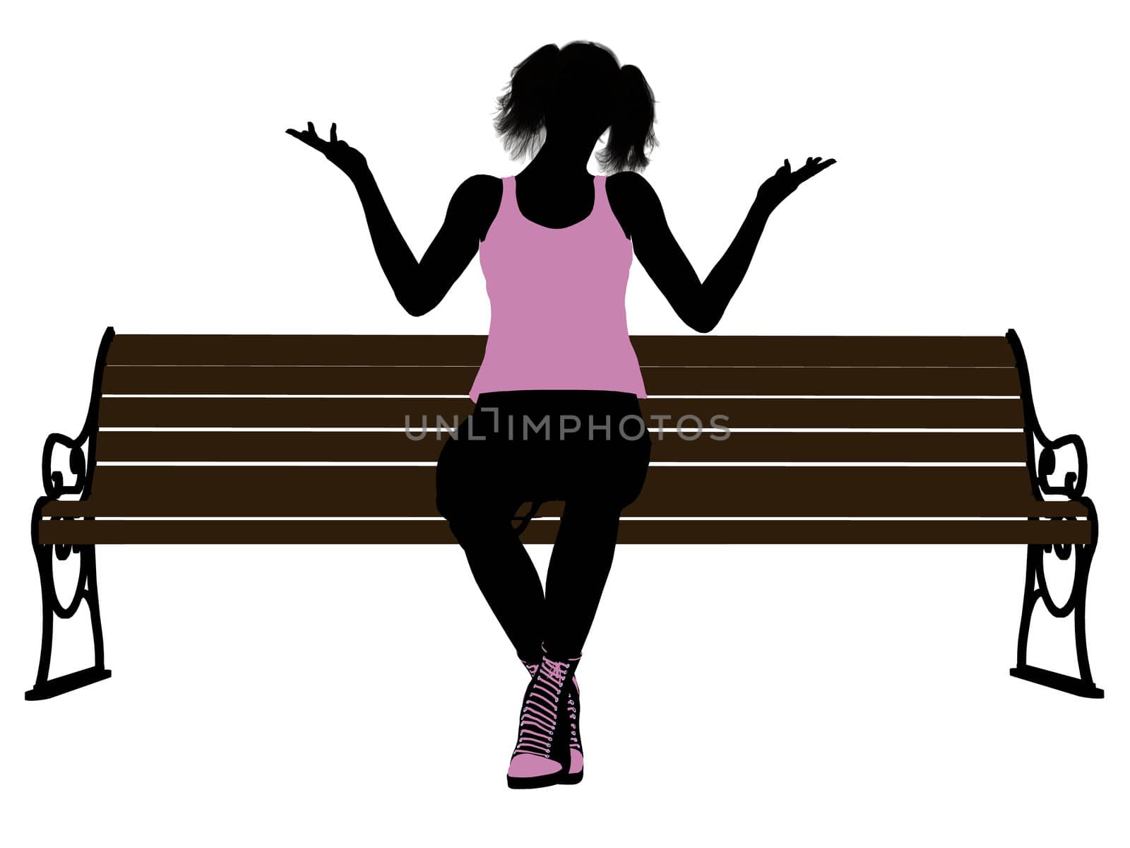 Female Athlete Sitting On A Bench Illustration Silhouette by kathygold