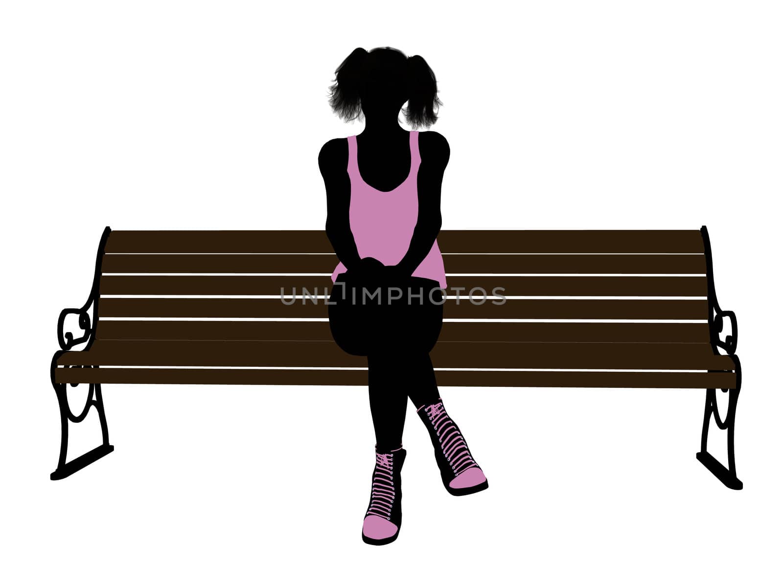 Female athlete sitting on a bench silhouette on a white background