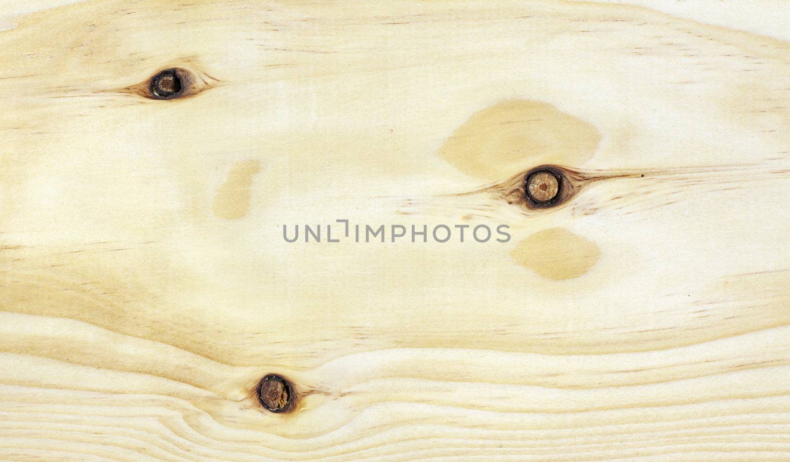 Pine wood plank background or texture with several knots
