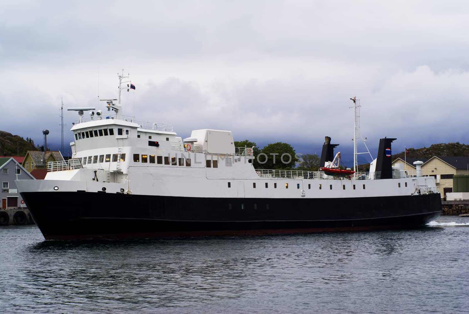 The ferry in a fjord of Norway