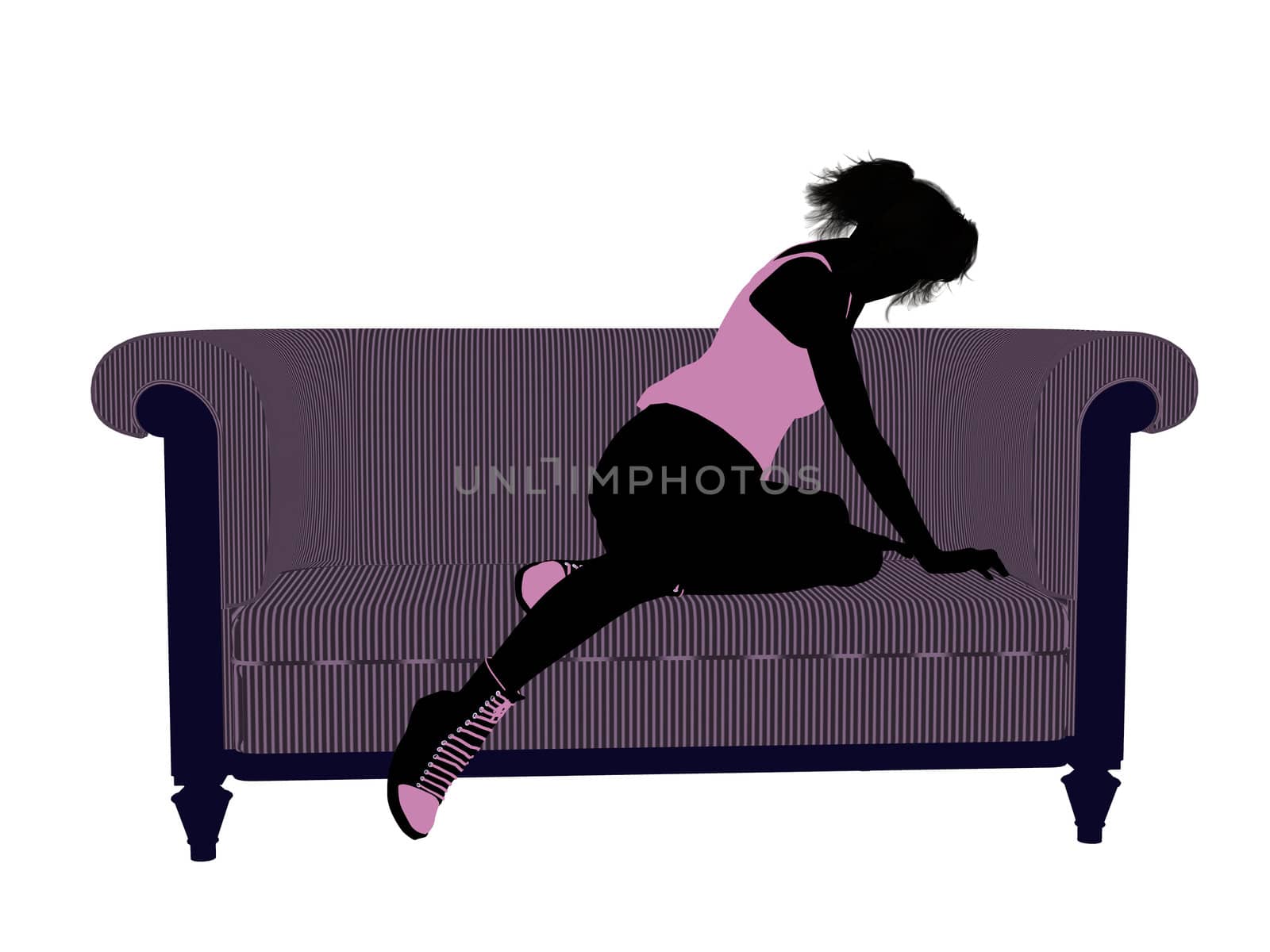 Female Athlete Lying On A Sofa Illustration Silhouette by kathygold