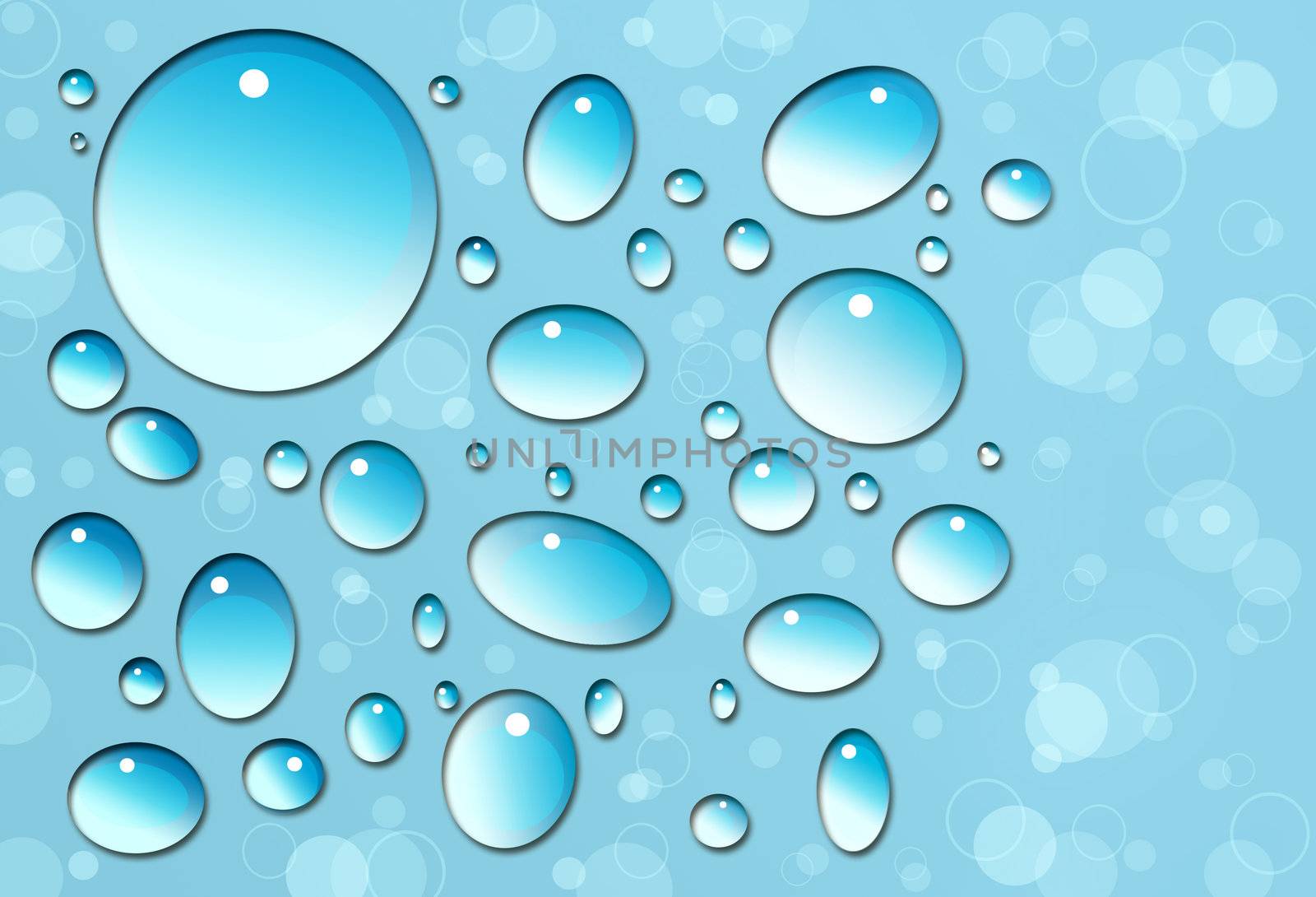 Water drops on blue background