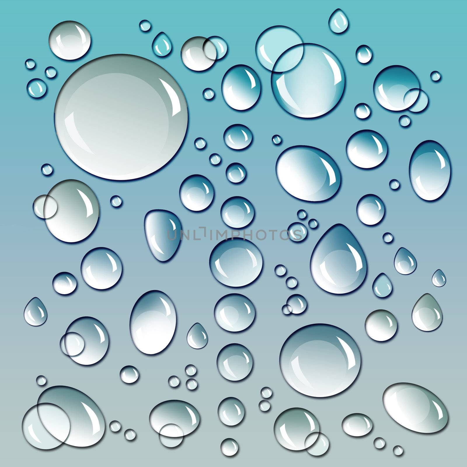 Different size droplets on colored surface by Sandralise