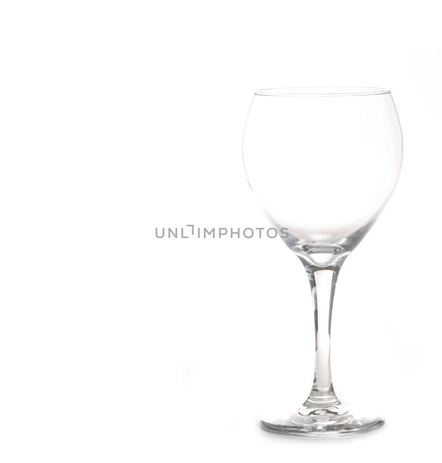 Empty Clear WIne Glass Isolated on White With Copy Space for Your Text