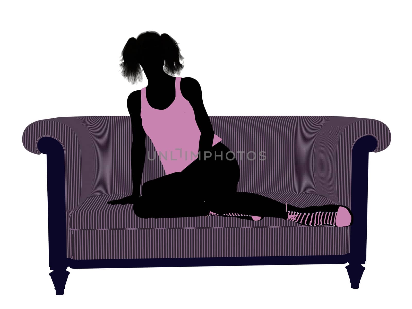 Female Athlete Lying On A Sofa Illustration Silhouette by kathygold