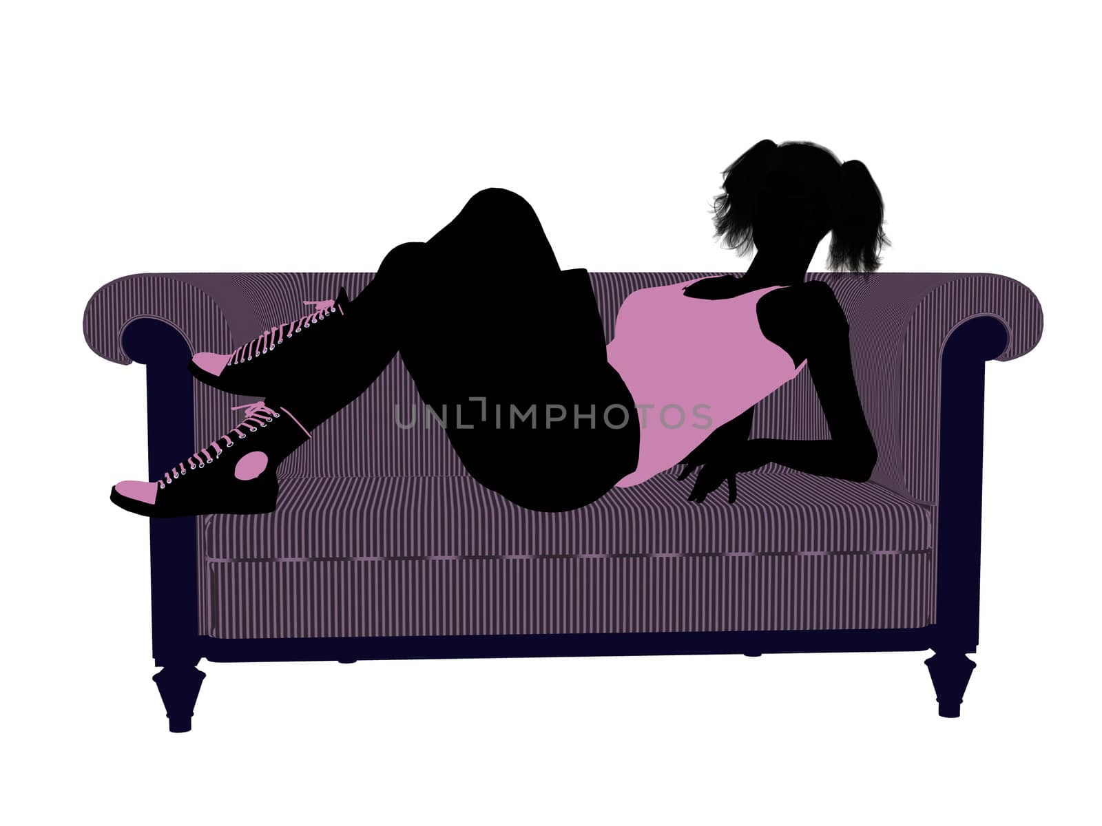 Female Athlete Lying On A Sofa Illustration Silhouette by kathygold