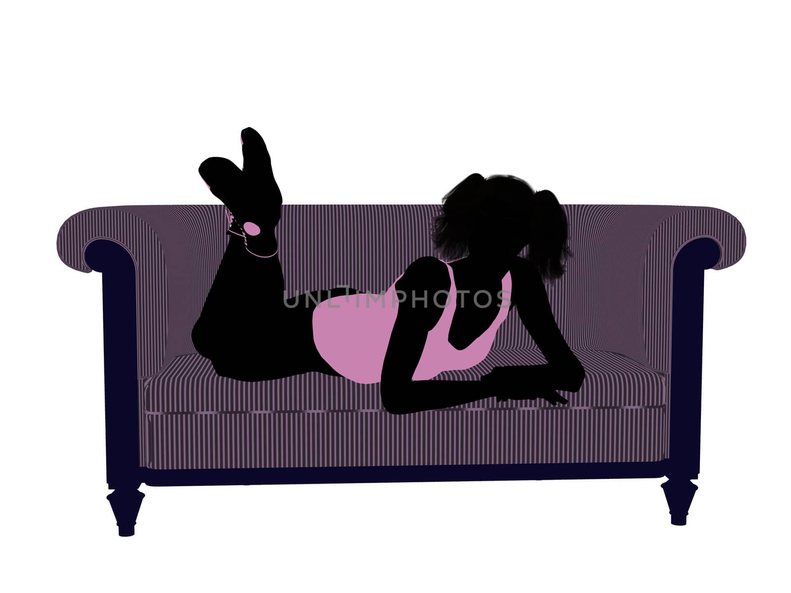 Female Athlete Lying On A Sofa Illustration Silhouette by kathygold