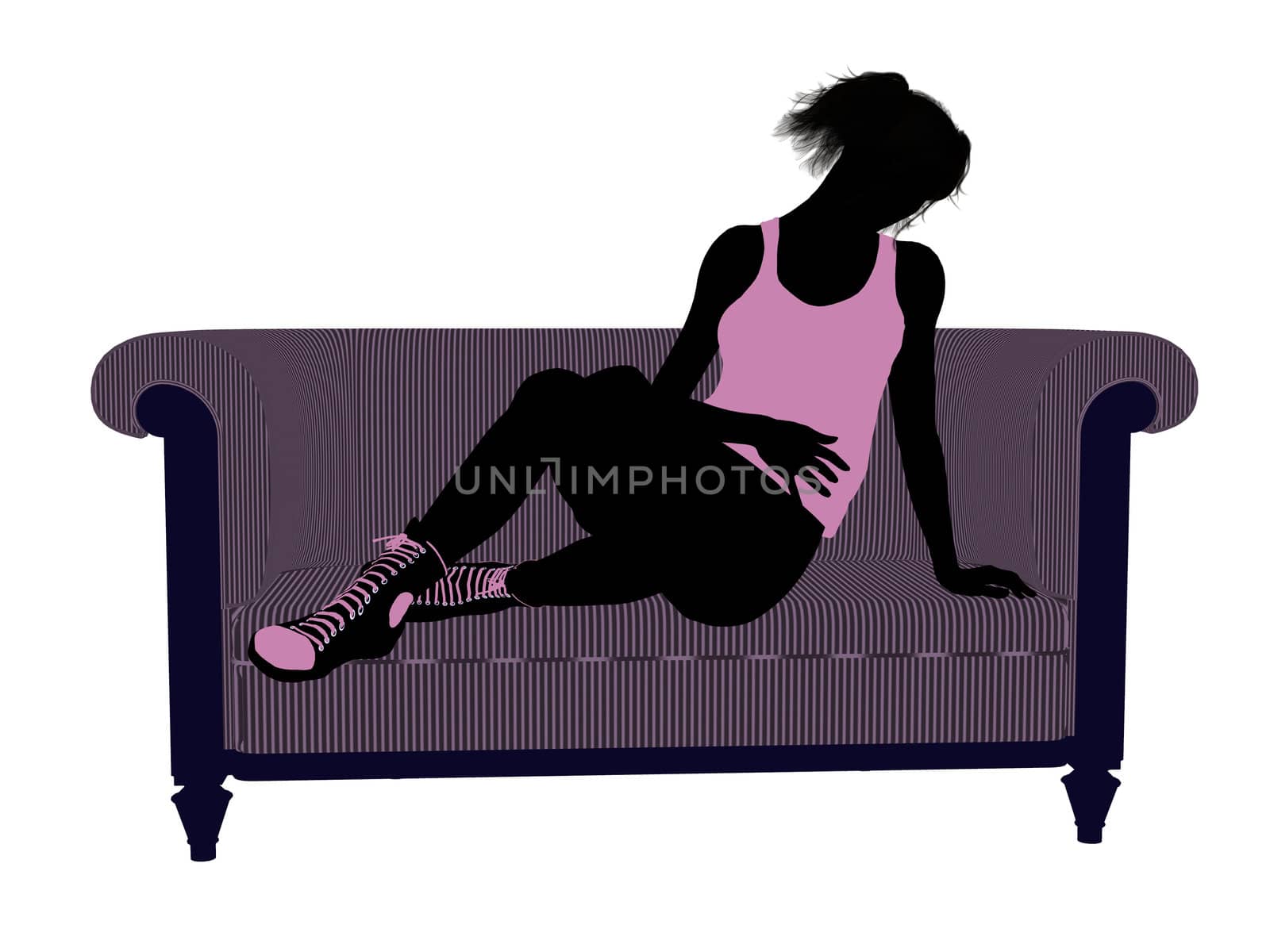 Female Athlete Lying On A Sofa Illustration Silhouette by kathygold