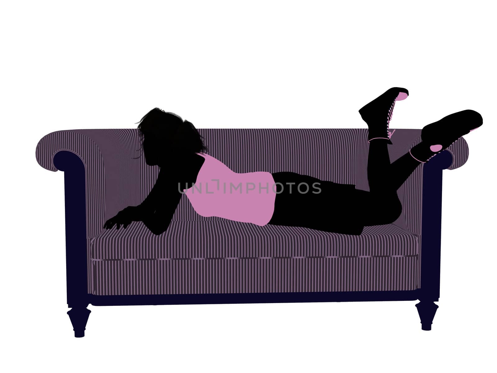 Female Athlete Lying On A Sofa Illustration Silhouette by kathygold