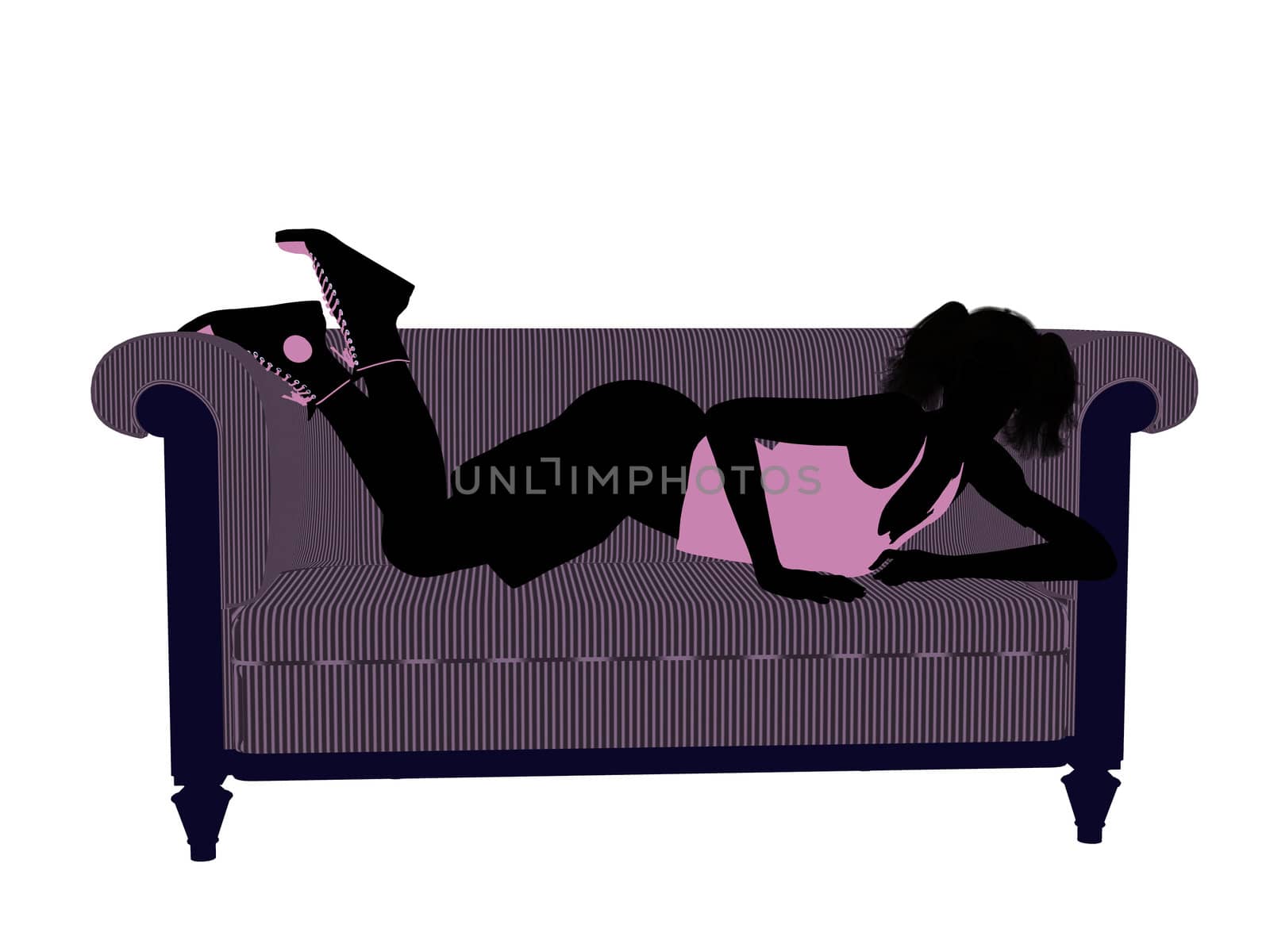 Female Athlete Lying On A Sofa Illustration Silhouette by kathygold