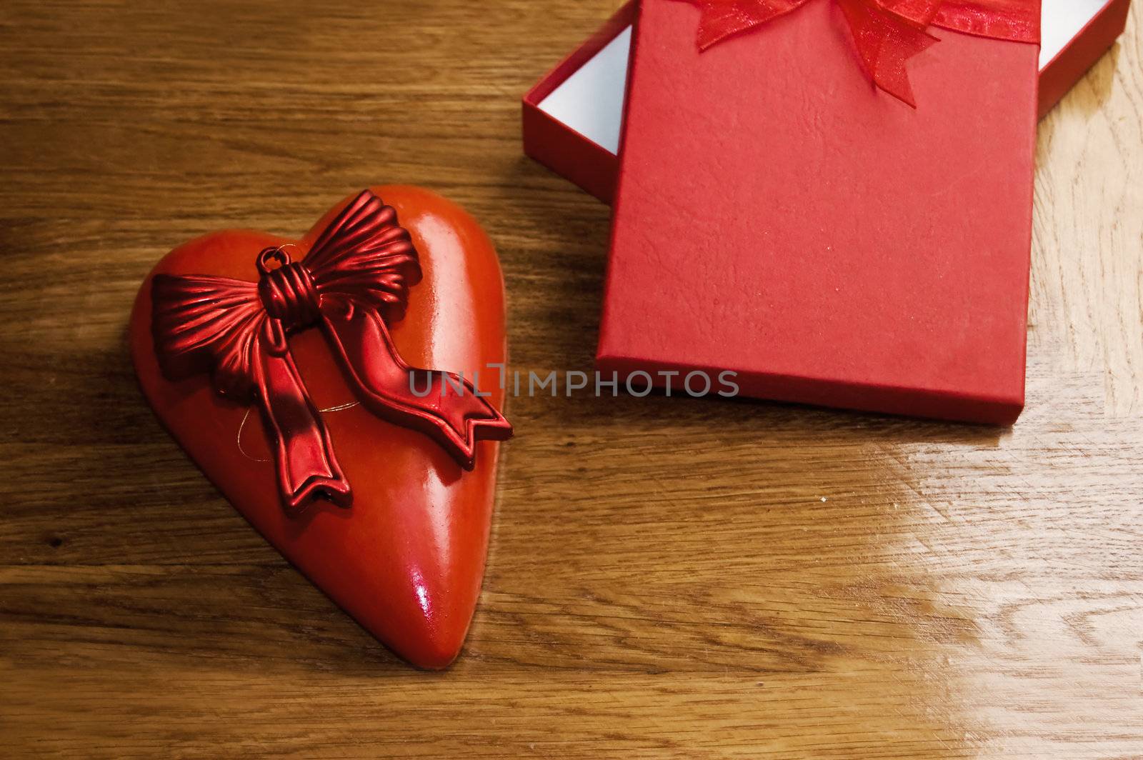 red hear and gift box, valentine concept