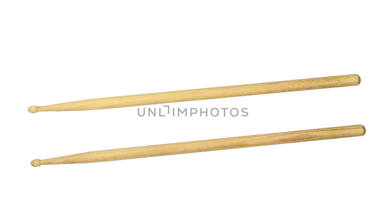 Two drumsticks over white with clipping path by Jaykayl