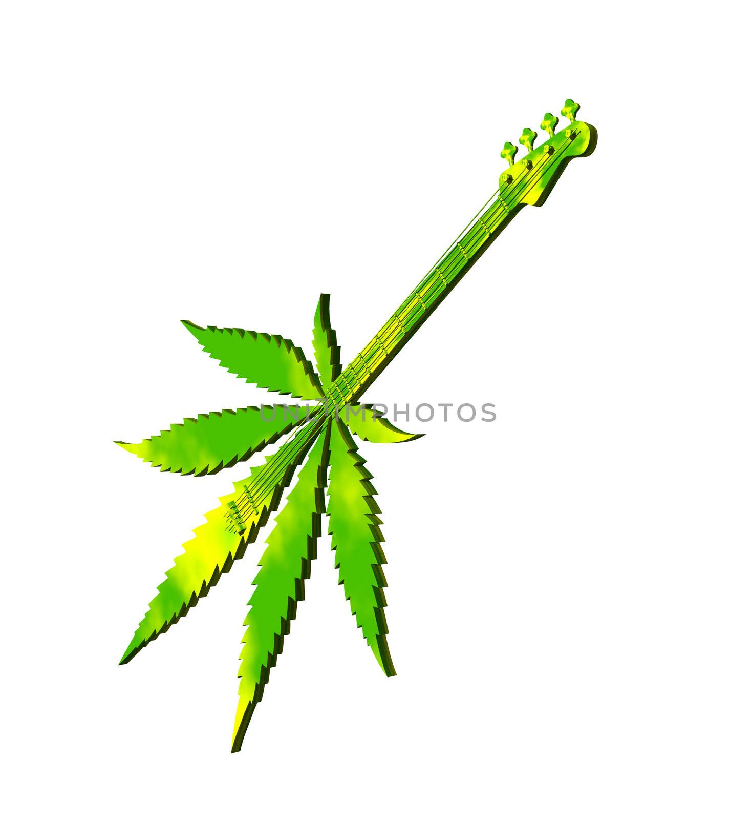 hemp guitar on black background - 3d illustration