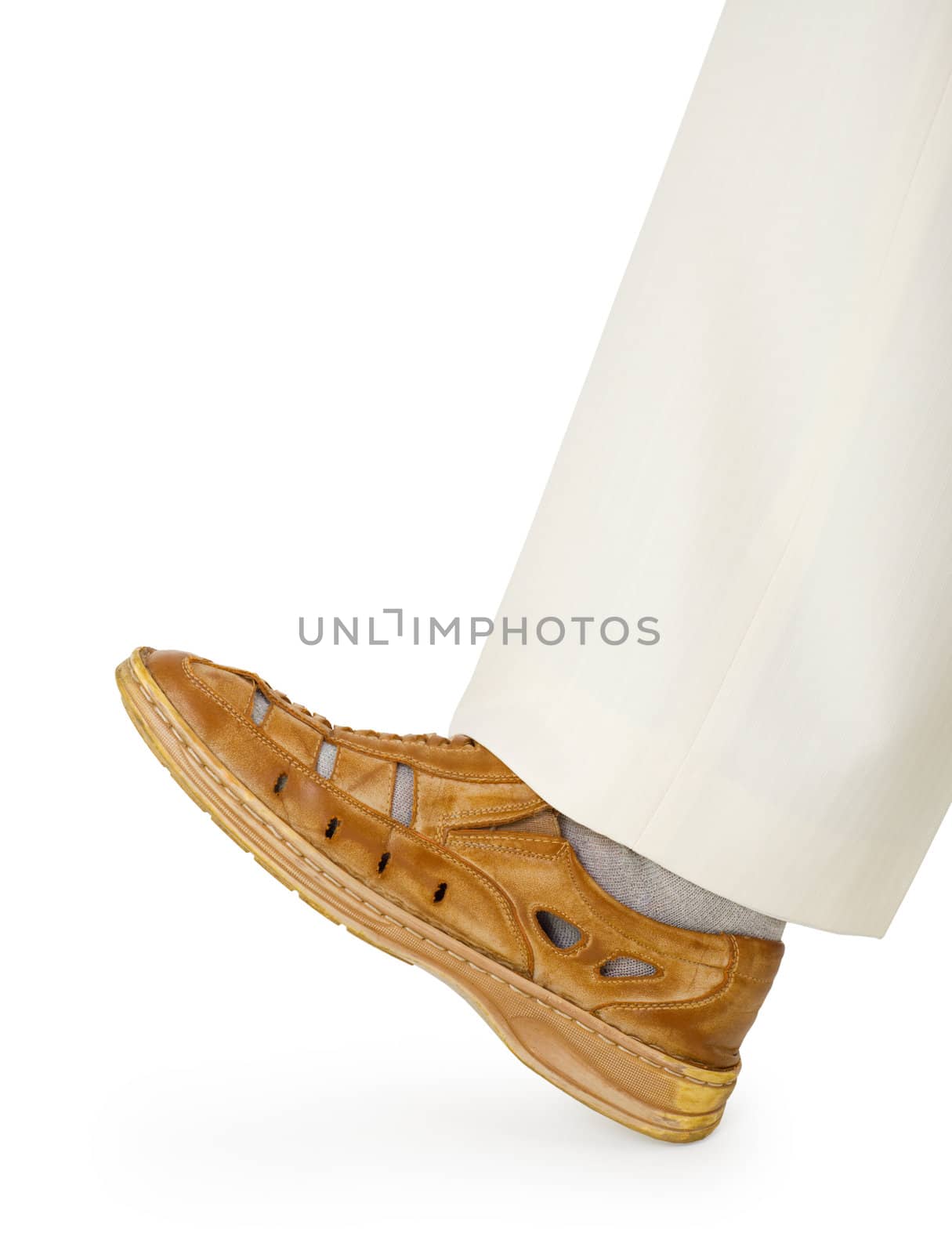 Man's leg on a white background - crushes