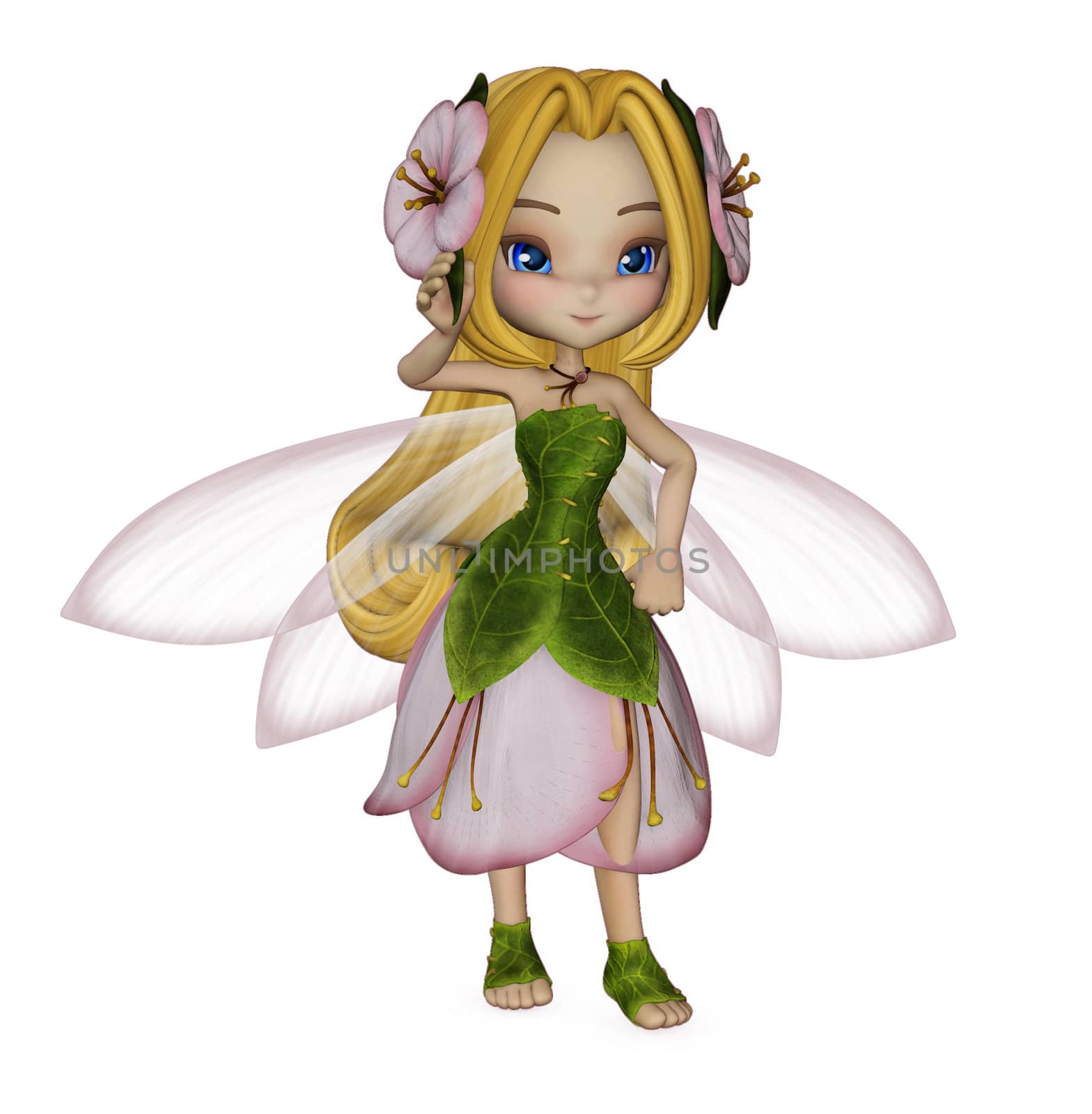 exotic fairy in petal dress with a flower in her hair  by sadestock