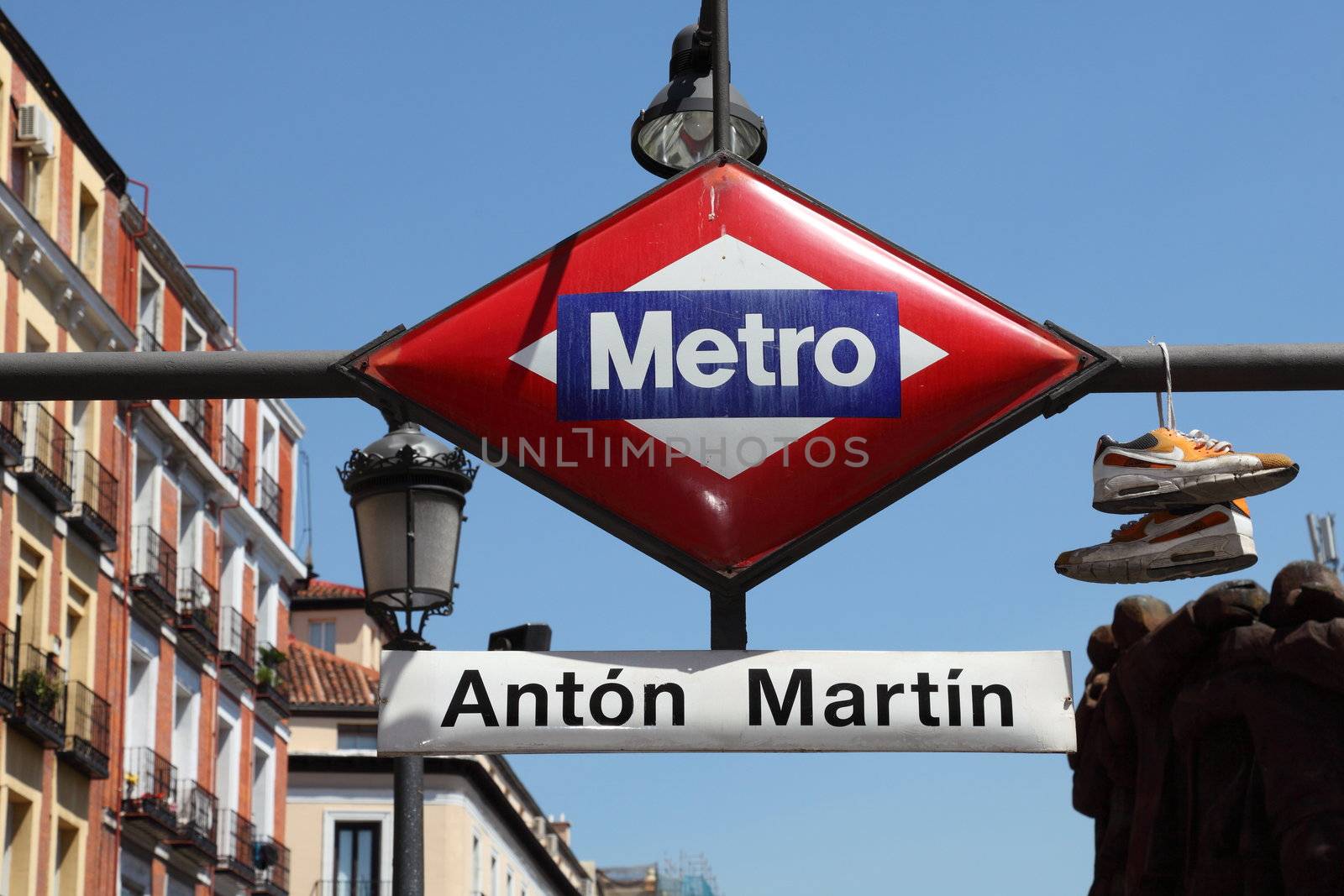 Madrid Metro sign Anton Martin, Madrid, Spain 