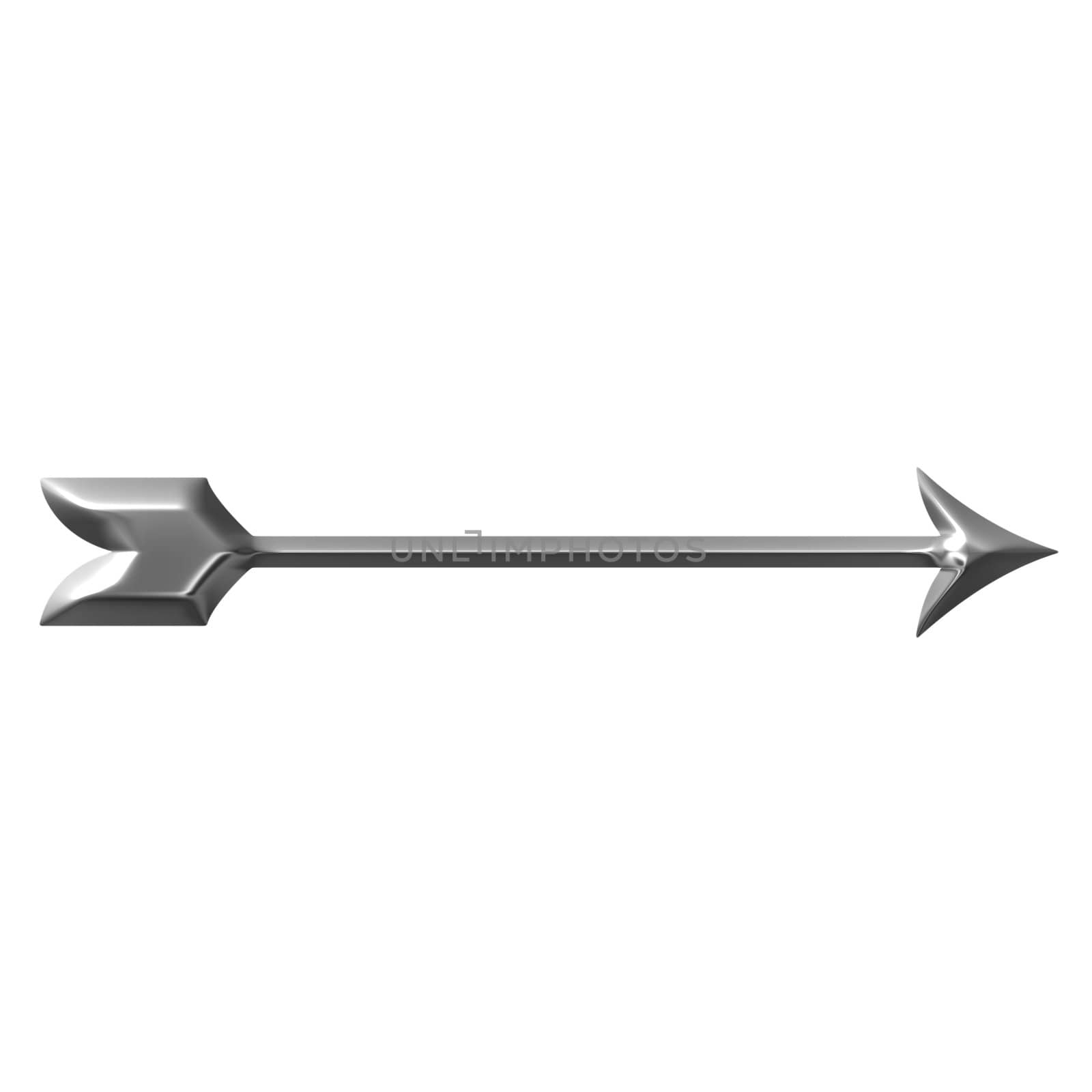 3d silver arrow isolated in white