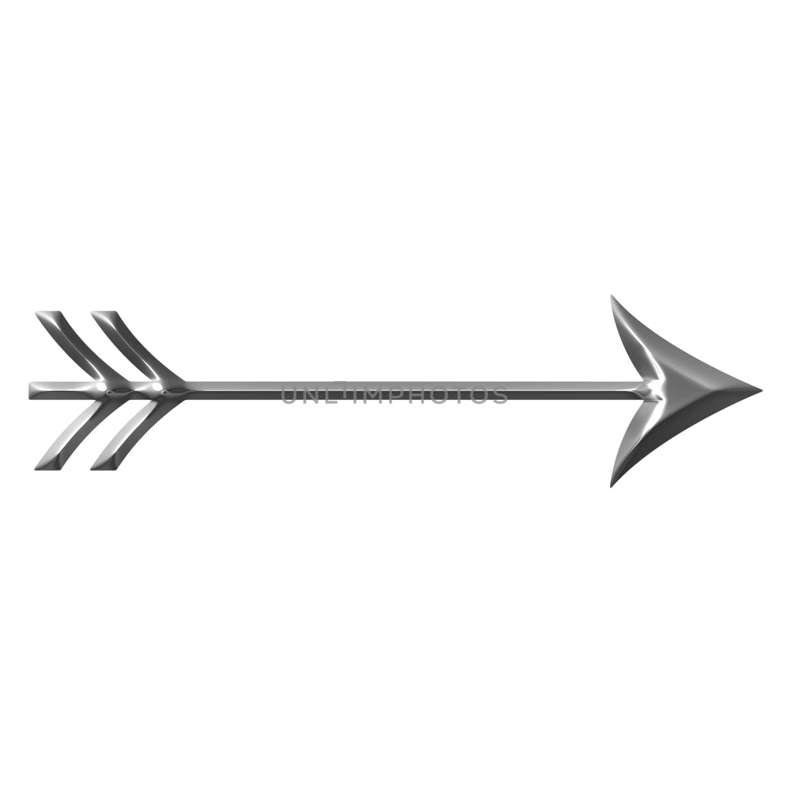 3d silver arrow isolated in white