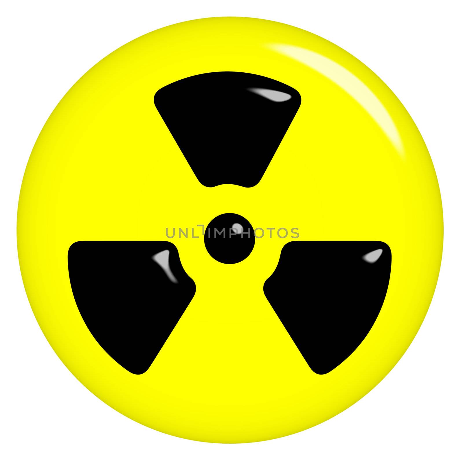 3d radioactive symbol isolated in white