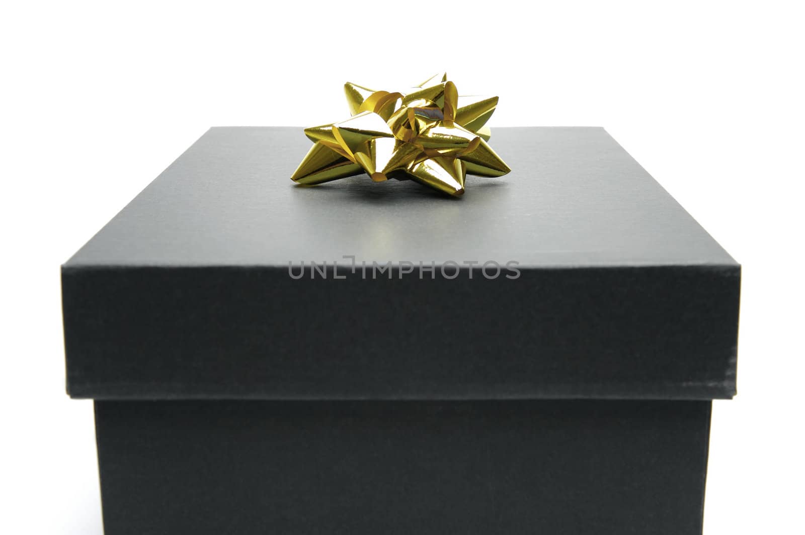 Black gift box isolated against a white background