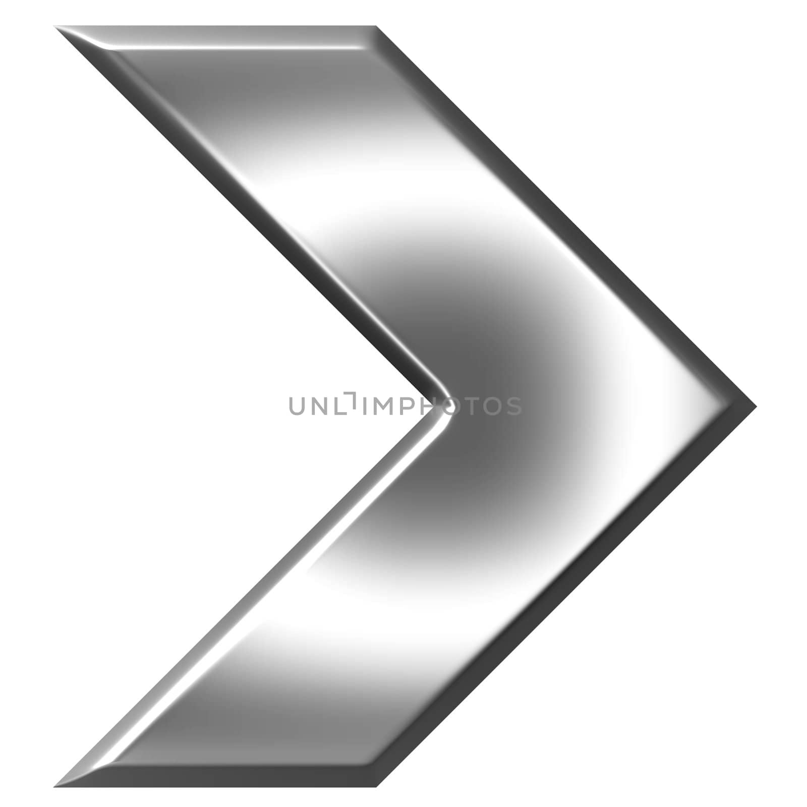 3d silver arrow isolated in white