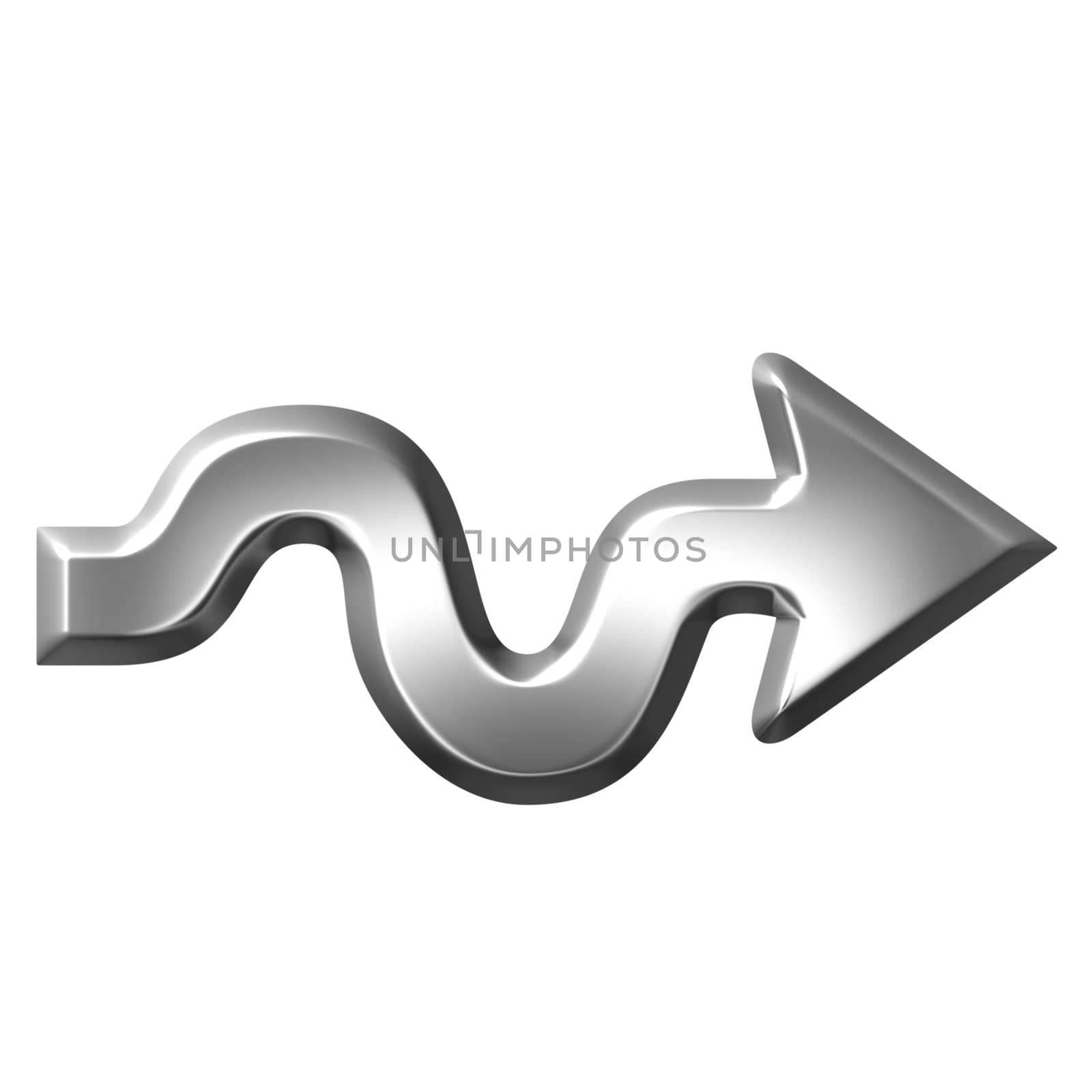 3d silver arrow isolated in white