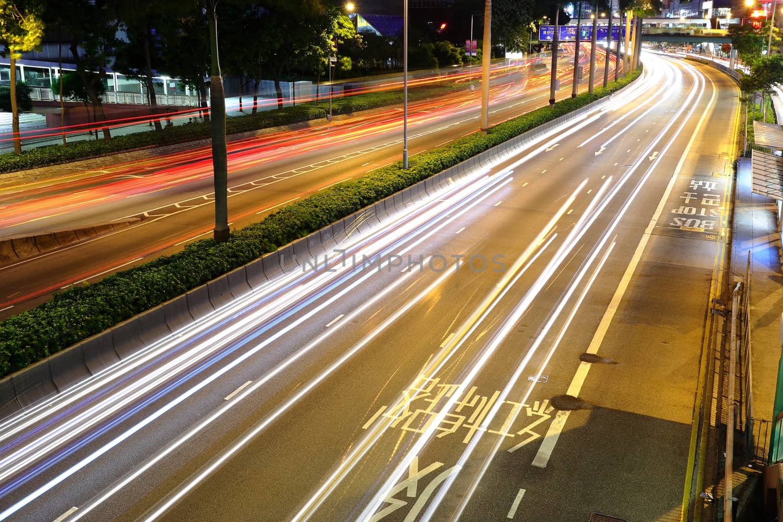 traffic in city at night