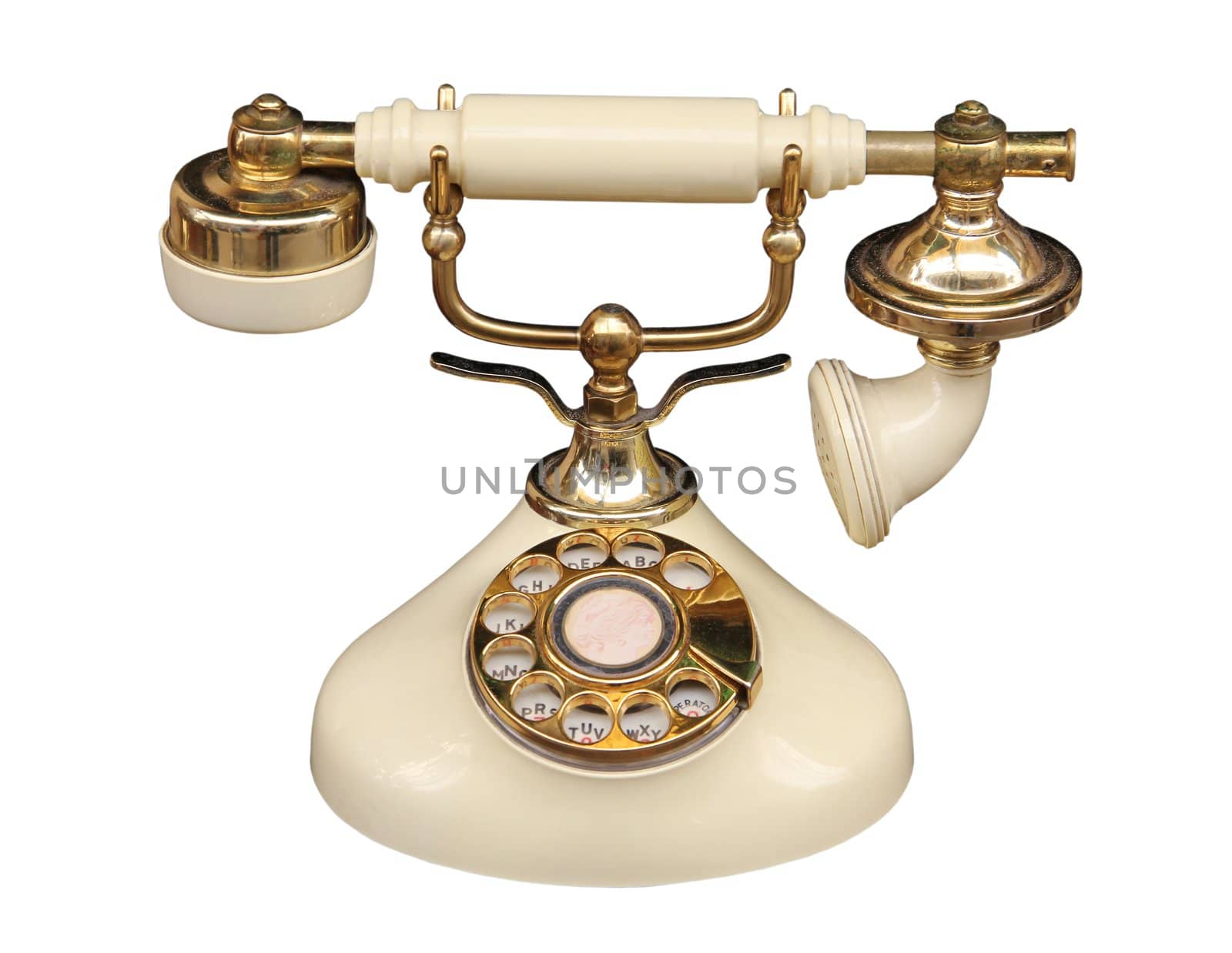 Old fashioned bone coloured telephone.