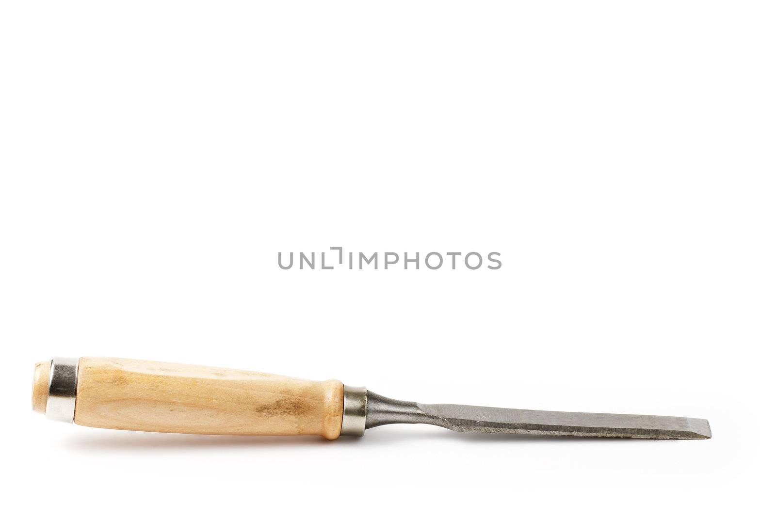 one chisel from the side isolated on white background