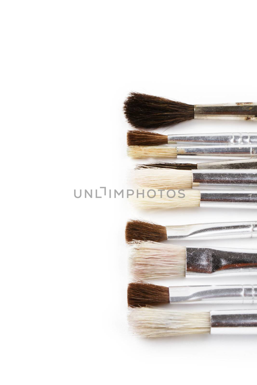 some brushes from right isolated on white background