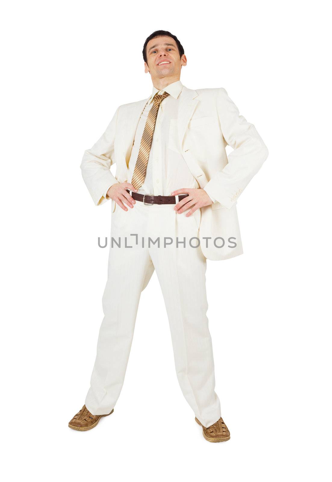 Self-satisfied and proud young man isolated on white background