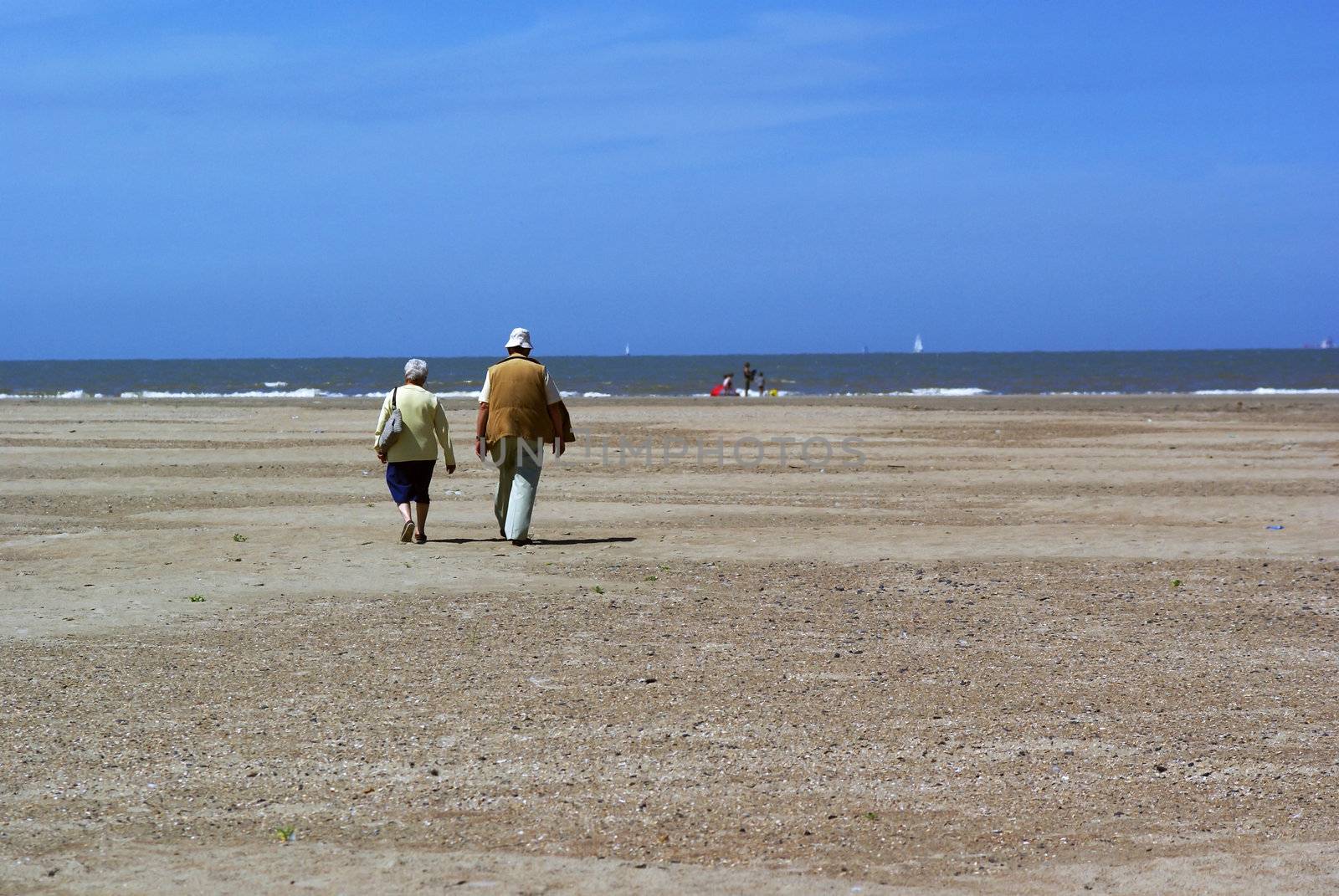 Elderly couple on the beach. by SasPartout