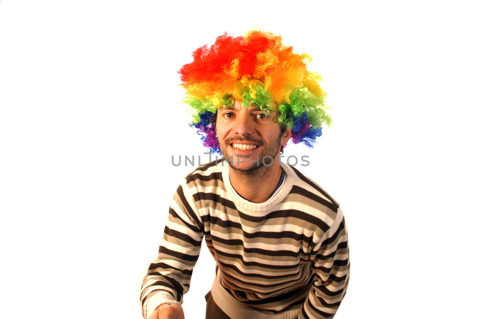 happy clown over white background