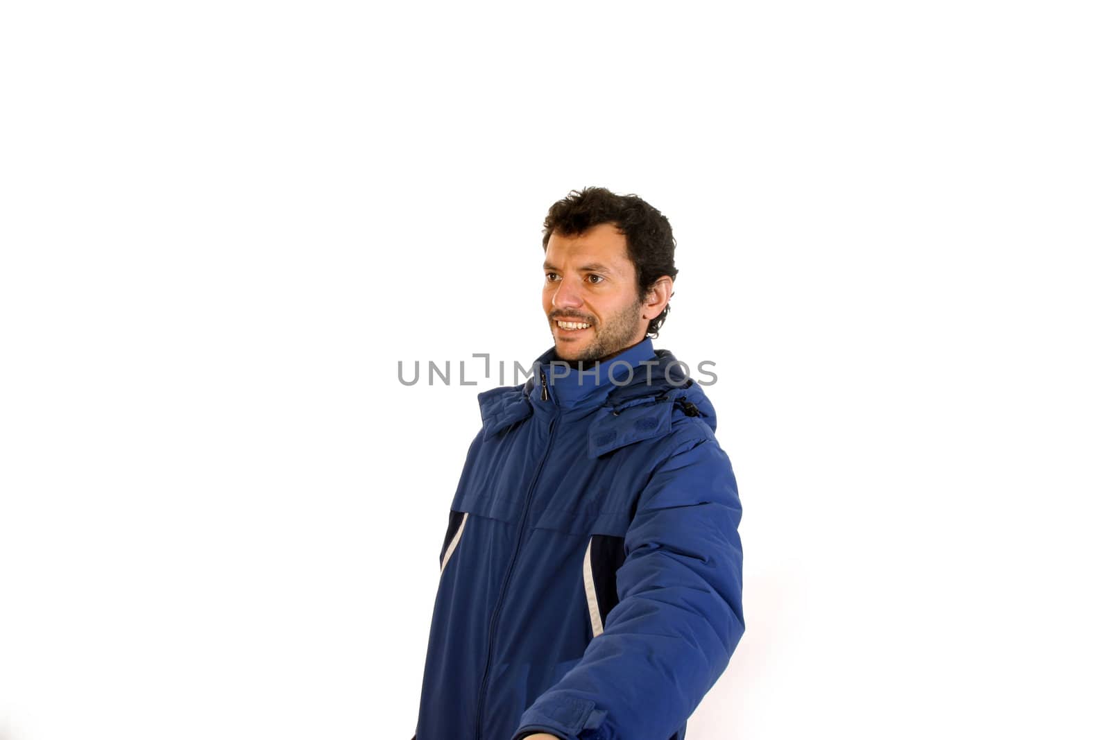 casual young man portrait over white background
