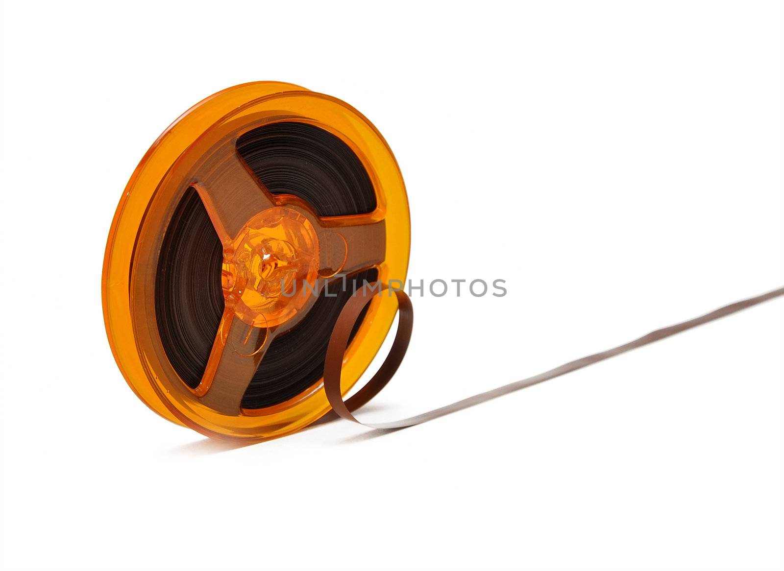 vintage bobbins with shadow on white background