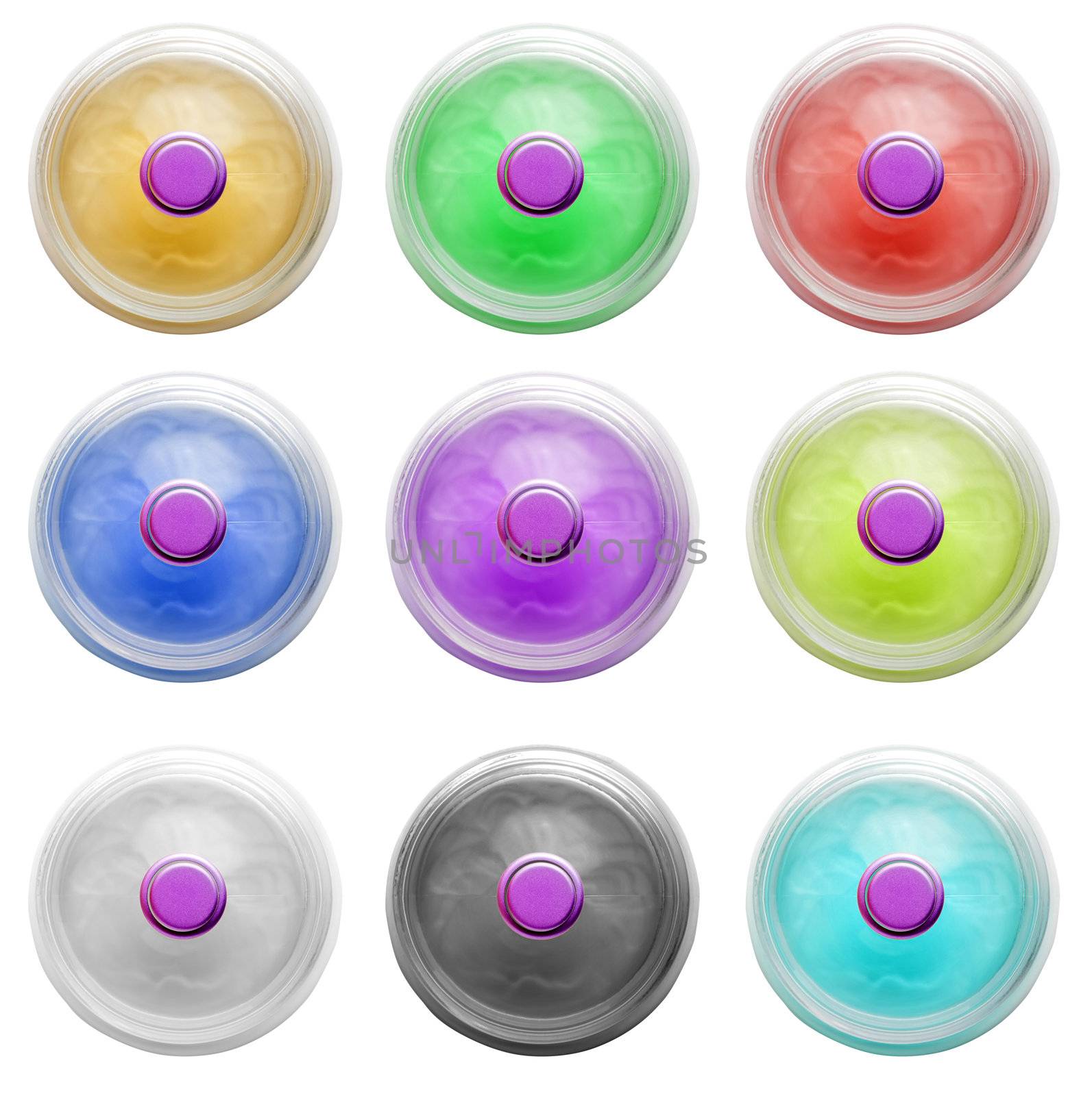 Real and colorful glass button collection. Isolated on white background