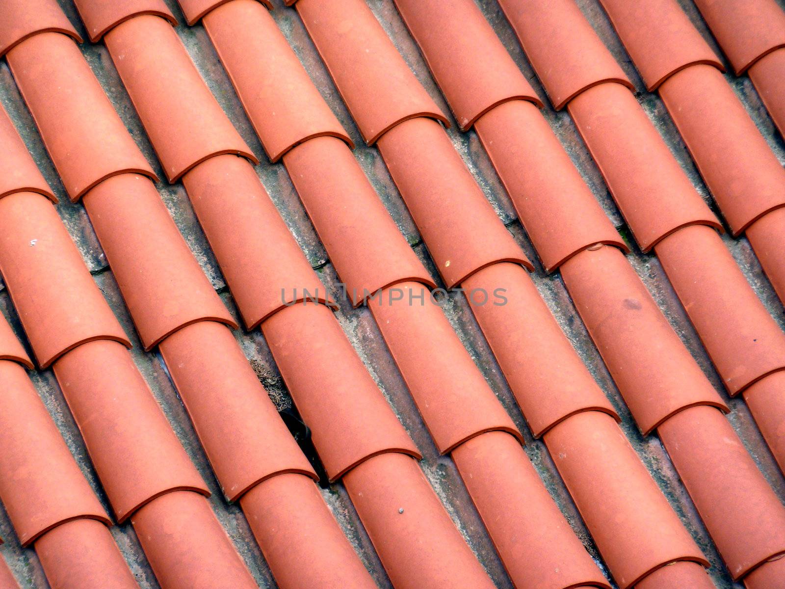Lots of red tiles aligned on a roof