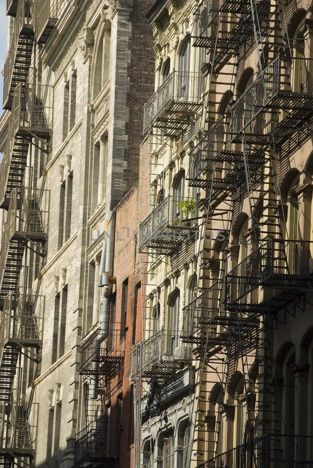 new york buildings and fire escapes