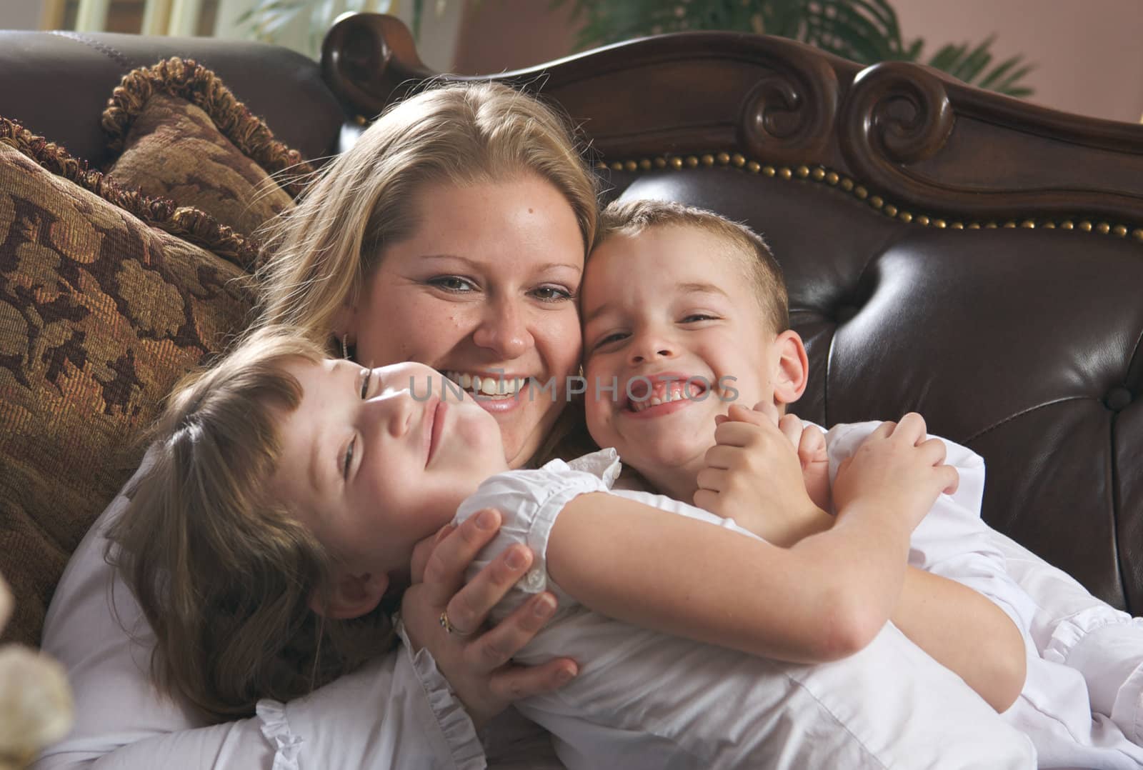 Mother and Children Enjoying a Fun Moment