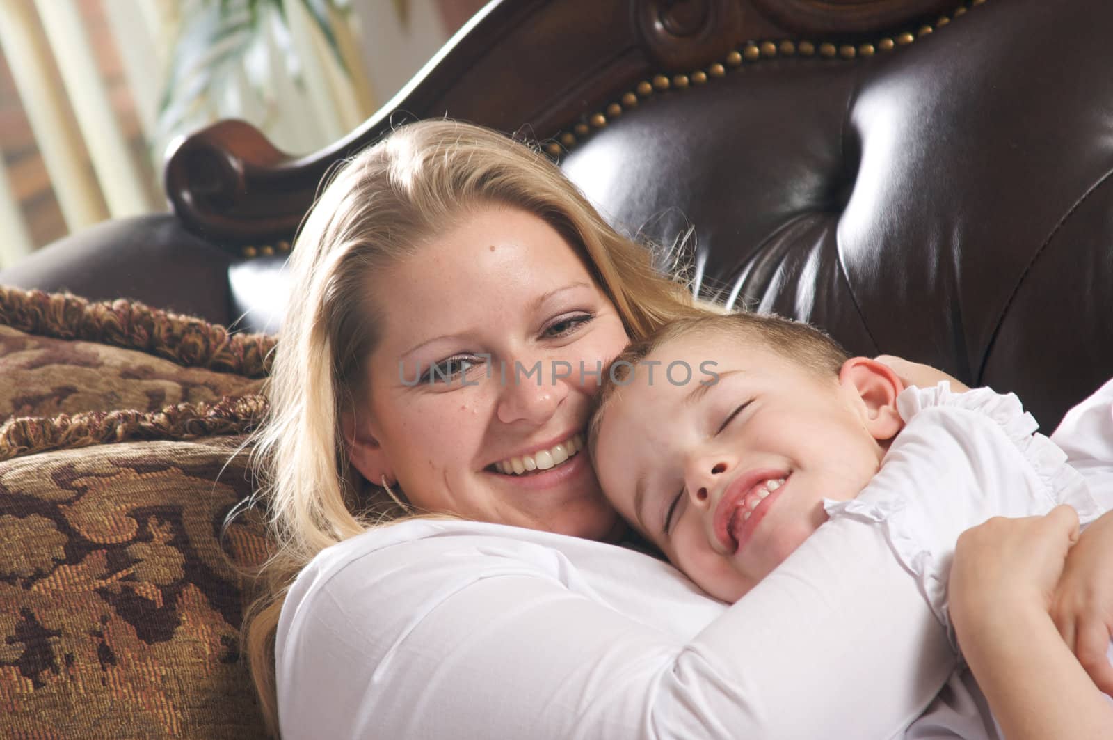 Young Mother and Son Enjoying a Tender Moment