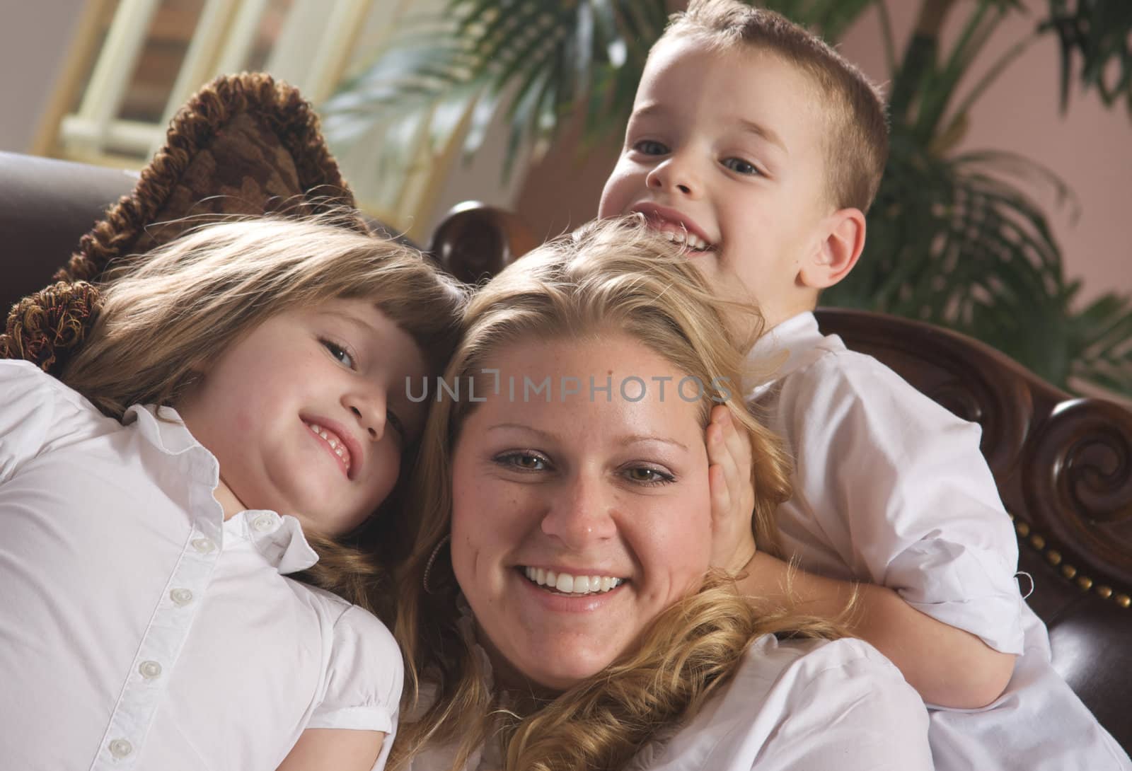 Mother and Children Enjoying a Fun Moment