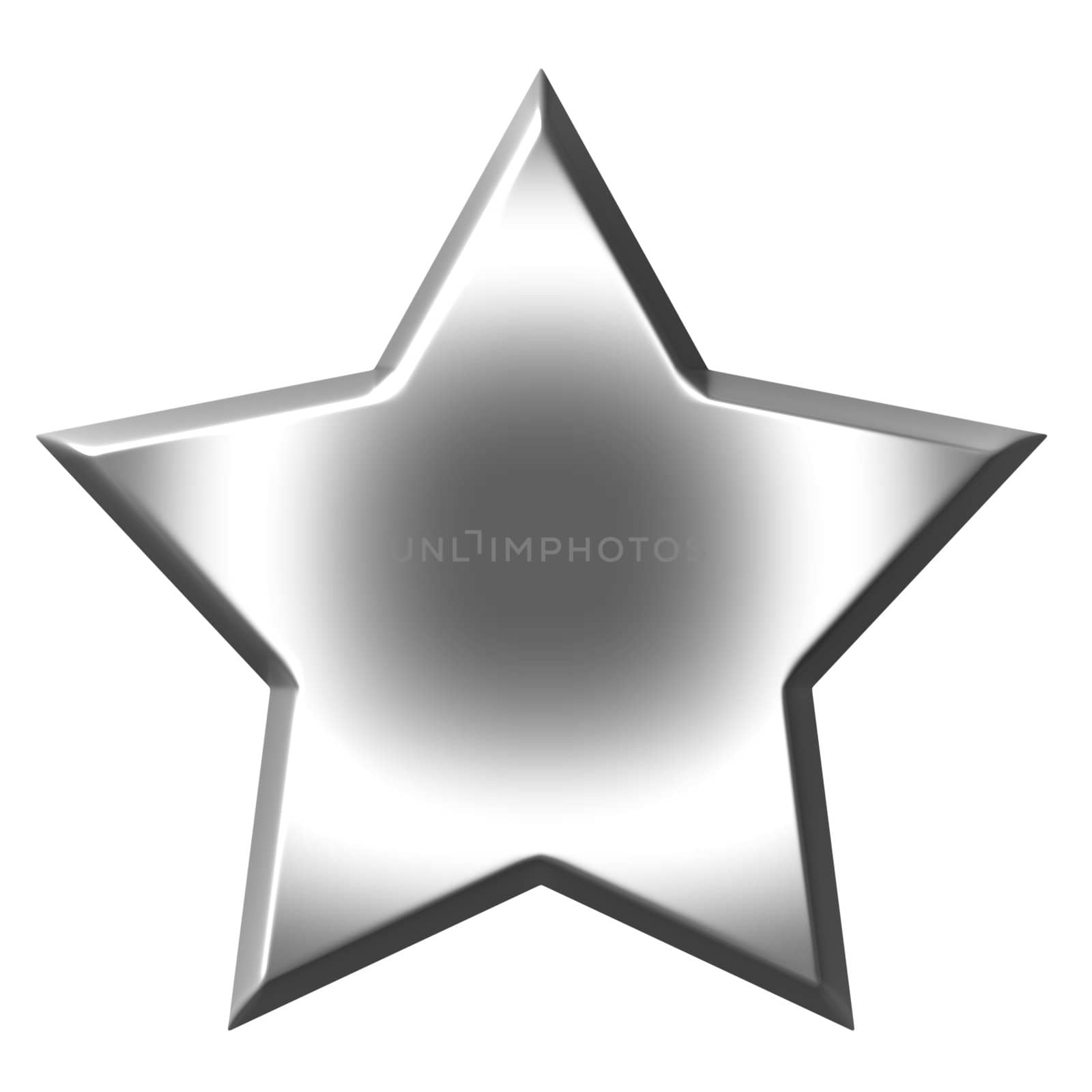 3d silver star isolated in white