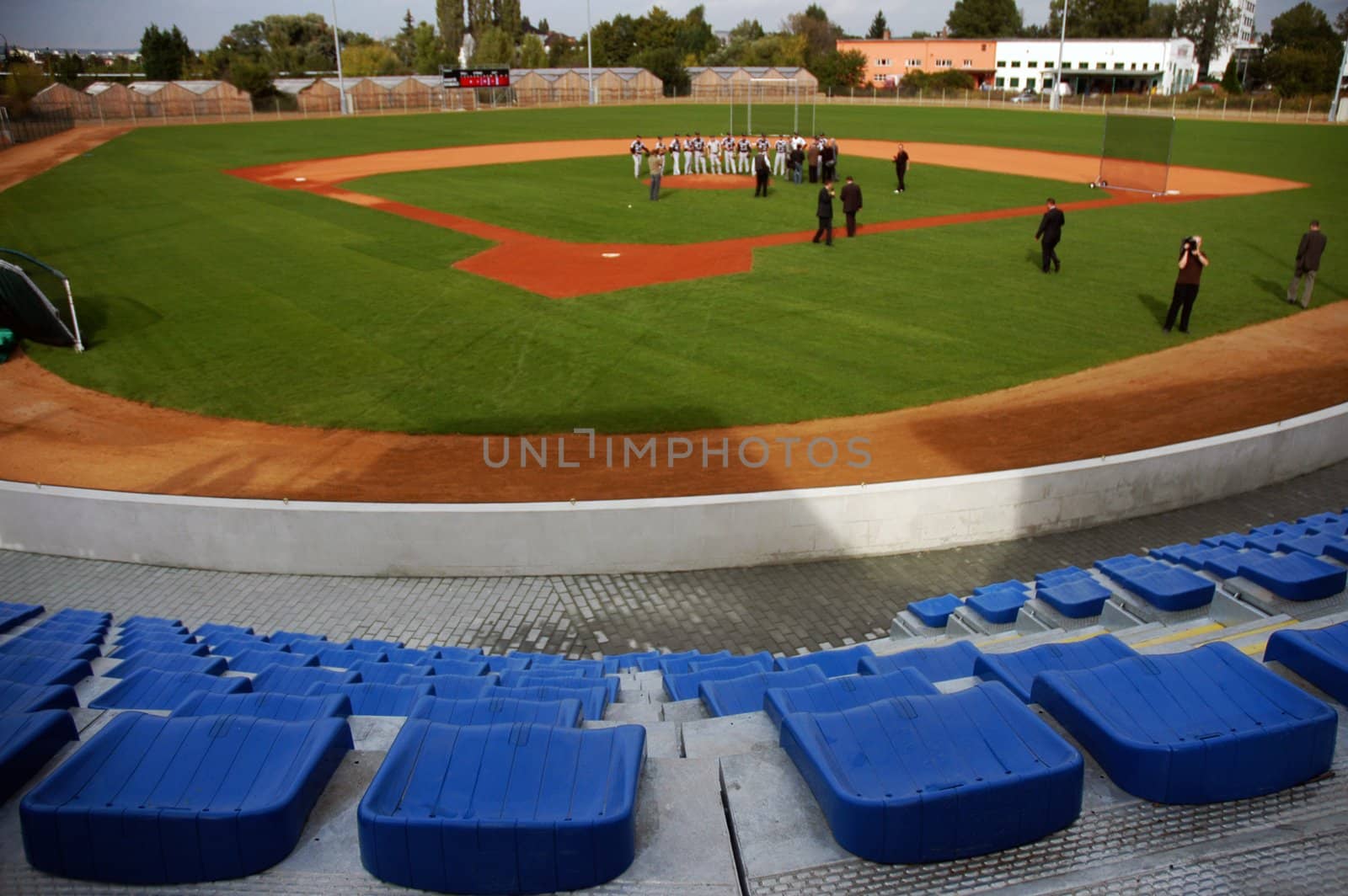 Blue seats in stadium