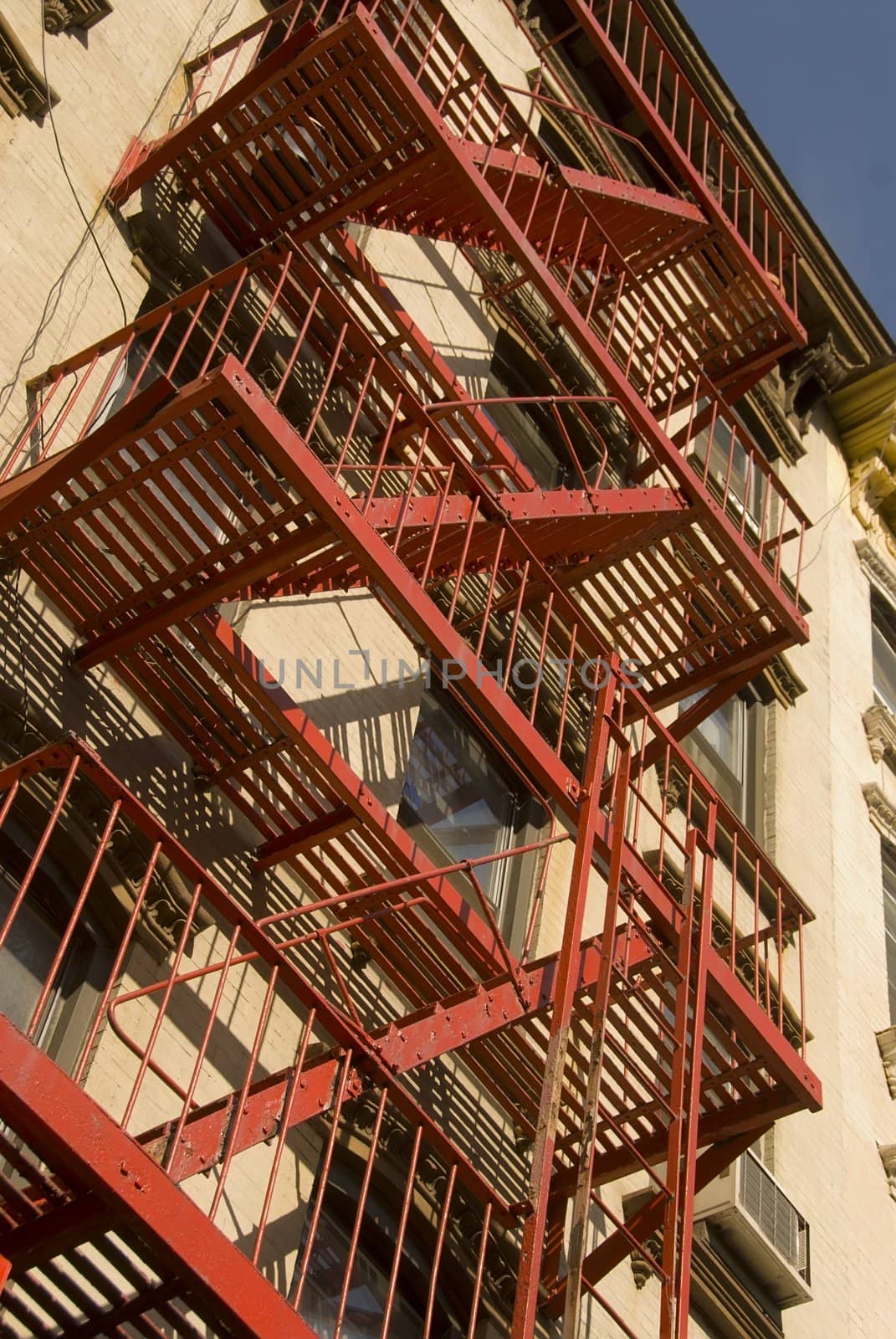 Red fire escape, NYC